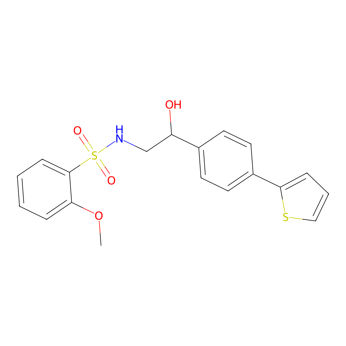 N-{2-hydroxy-2-[4-(thiophen-2-yl)phenyl]ethyl}-2-methoxybenzene-1-sulfonamide molecular structure, CAS 2380181-93-9