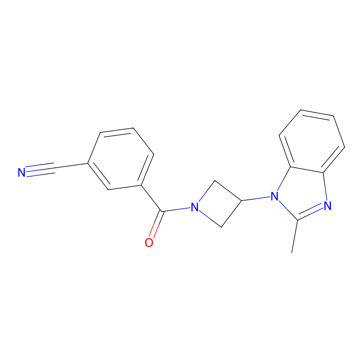 3-[3-(2-methyl-1H-1,3-benzodiazol-1-yl)azetidine-1-carbonyl]benzonitrile molecular structure, CAS 2380181-98-4