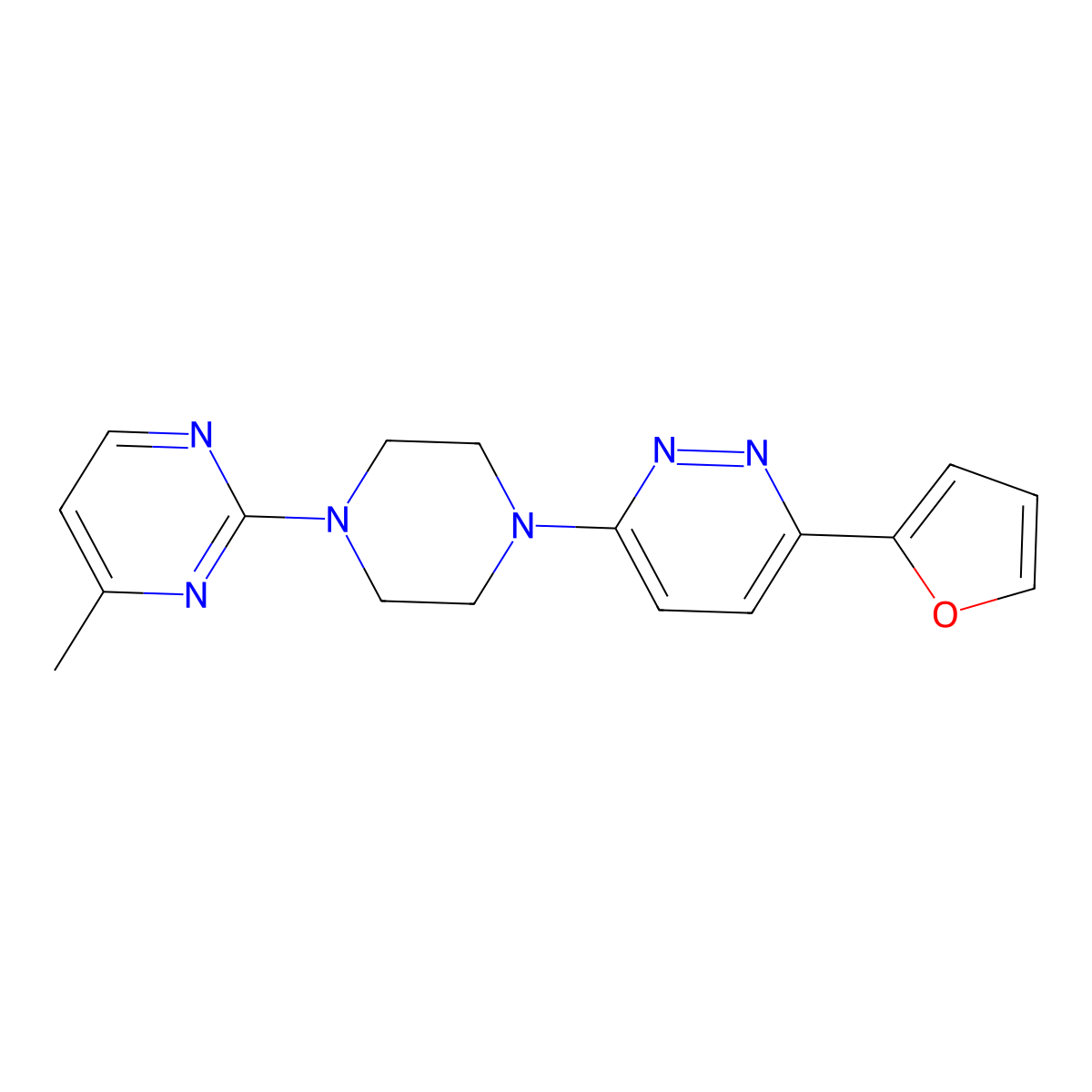 3-(Furan-2-yl)-6-[4-(4-methylpyrimidin-2-yl)piperazin-1-yl]pyridazine molecular structure, CAS 2380182-01-2