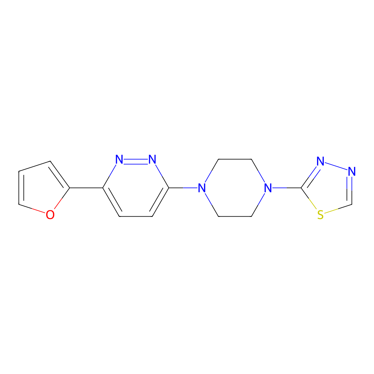 3-(Furan-2-yl)-6-[4-(1,3,4-thiadiazol-2-yl)piperazin-1-yl]pyridazine molecular structure, CAS 2380182-08-9