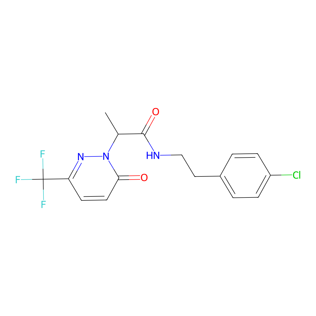 N-[2-(4-chlorophenyl)ethyl]-2-[6-oxo-3-(trifluoromethyl)-1,6-dihydropyridazin-1-yl]propanamide molecular structure, CAS 2380182-09-0