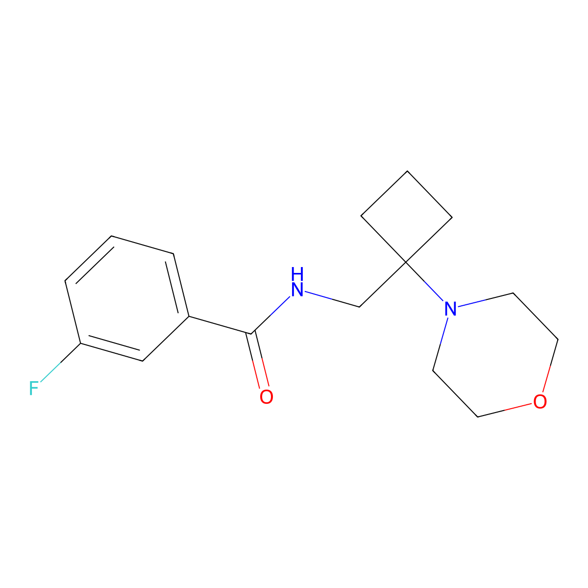 3-fluoro-N-{[1-(morpholin-4-yl)cyclobutyl]methyl}benzamide molecular structure, CAS 2380182-10-3