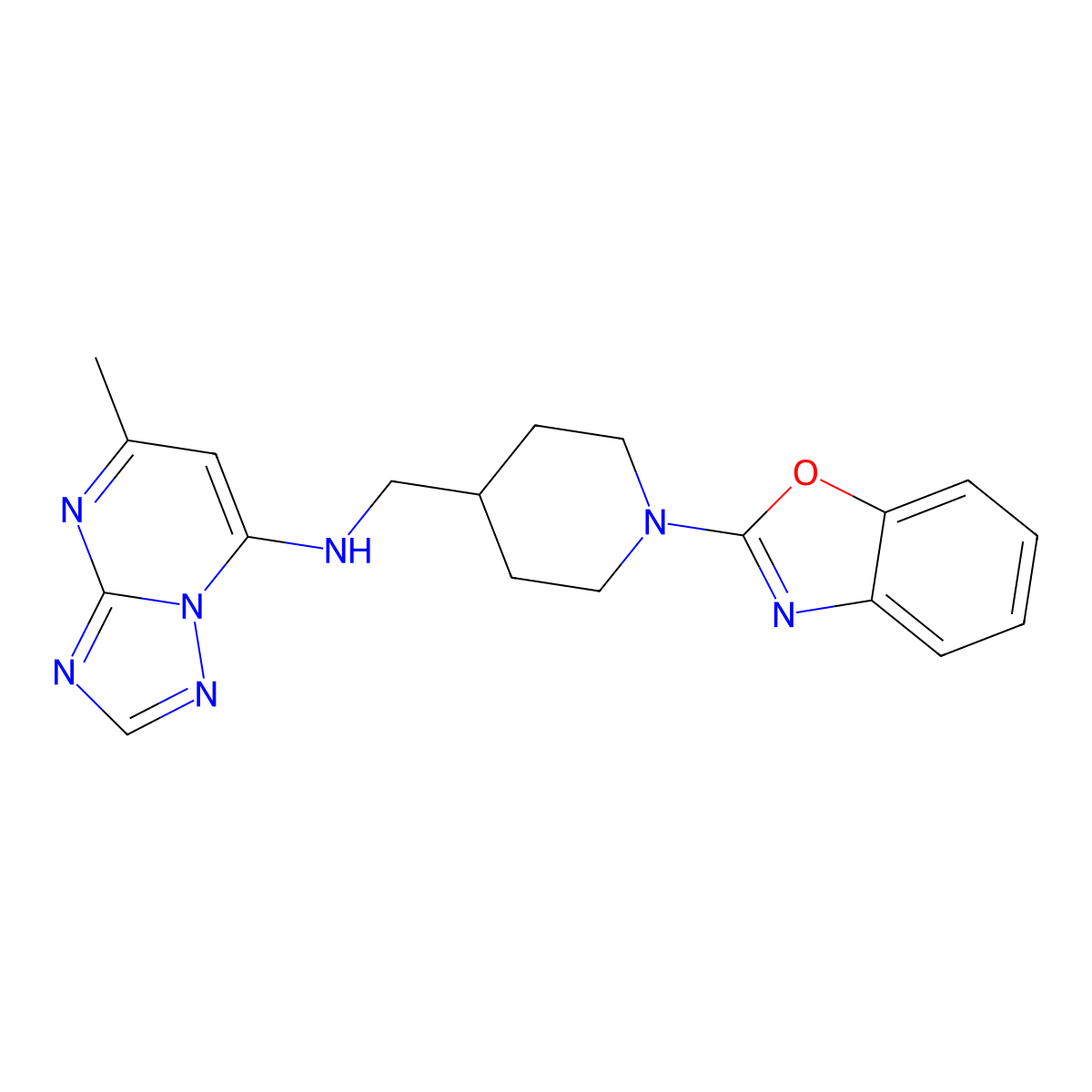 N-{[1-(1,3-benzoxazol-2-yl)piperidin-4-yl]methyl}-5-methyl-[1,2,4]triazolo[1,5-a]pyrimidin-7-amine molecular structure, CAS 2380182-18-1
