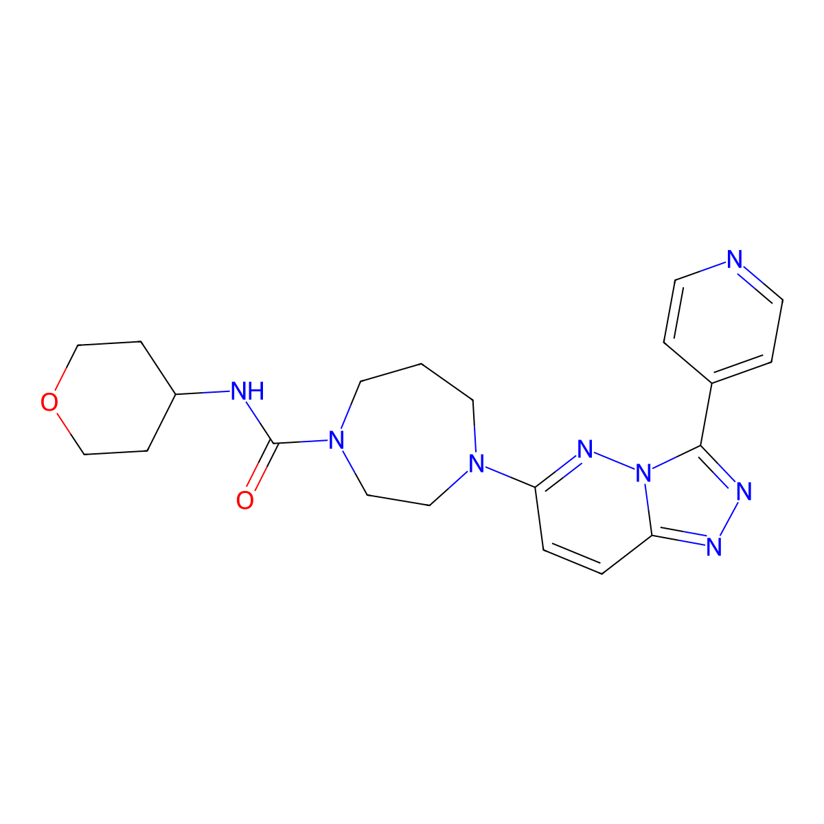 N-(oxan-4-yl)-4-[3-(pyridin-4-yl)-[1,2,4]triazolo[4,3-b]pyridazin-6-yl]-1,4-diazepane-1-carboxamide molecular structure, CAS 2380182-24-9