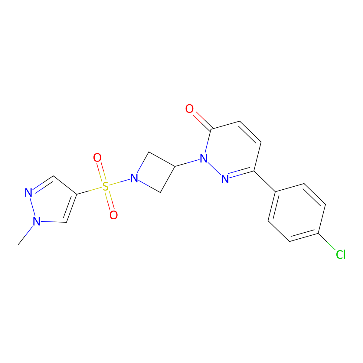 6-(4-chlorophenyl)-2-{1-[(1-methyl-1H-pyrazol-4-yl)sulfonyl]azetidin-3-yl}-2,3-dihydropyridazin-3-one molecular structure, CAS 2380182-25-0