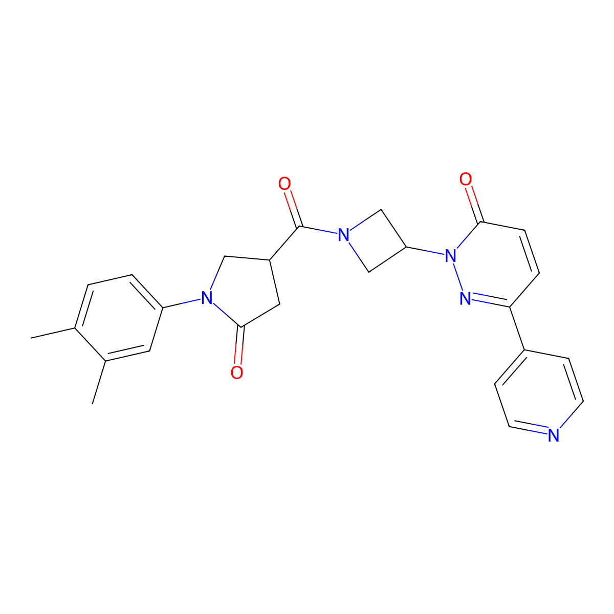 2-{1-[1-(3,4-Dimethylphenyl)-5-oxopyrrolidine-3-carbonyl]azetidin-3-yl}-6-(pyridin-4-yl)-2,3-dihydropyridazin-3-one molecular structure, CAS 2380182-26-1