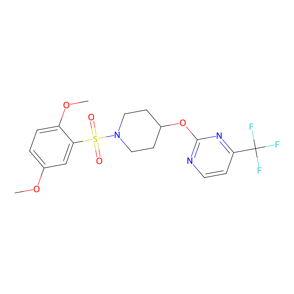 2-{[1-(2,5-Dimethoxybenzenesulfonyl)piperidin-4-yl]oxy}-4-(trifluoromethyl)pyrimidine molecular structure, CAS 2380182-31-8