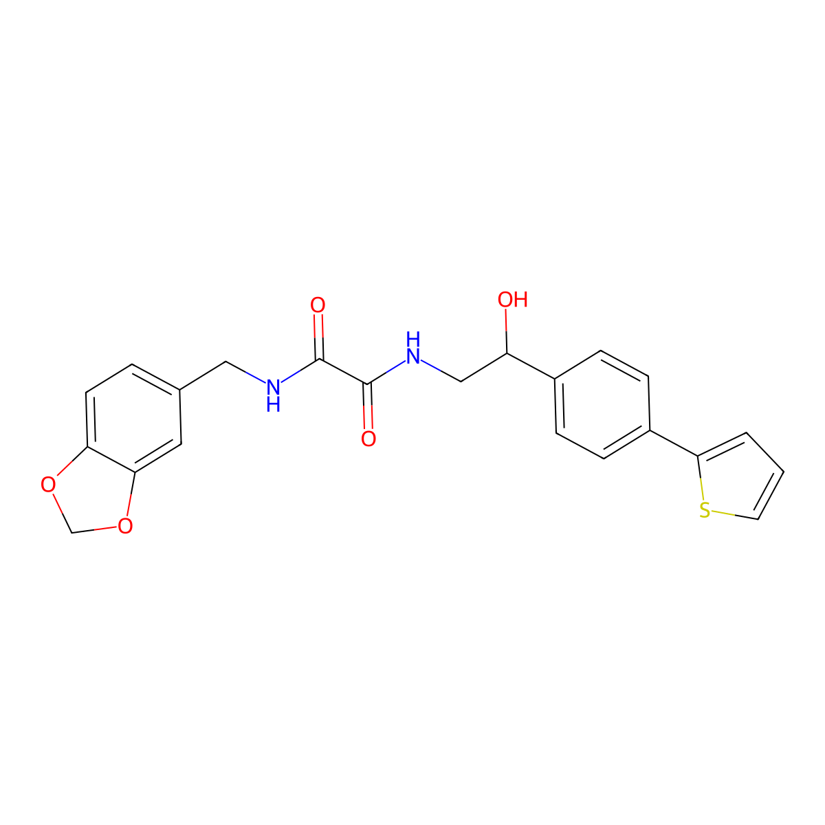 N-[(2H-1,3-benzodioxol-5-yl)methyl]-N'-{2-hydroxy-2-[4-(thiophen-2-yl)phenyl]ethyl}ethanediamide molecular structure, CAS 2380182-32-9