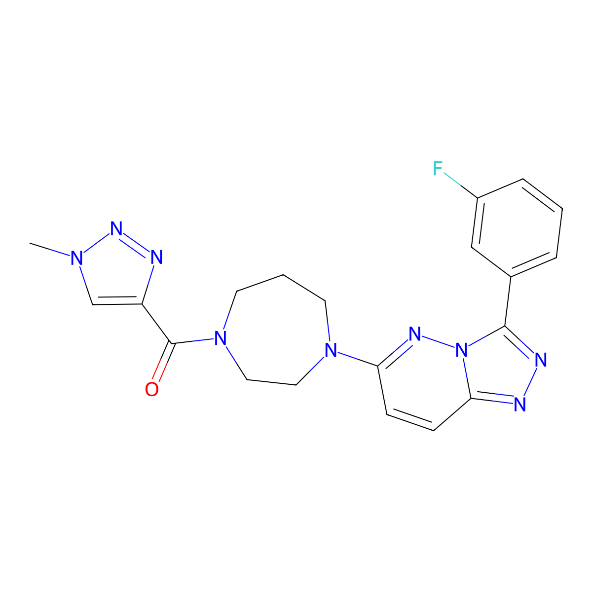 1-[3-(3-fluorophenyl)-[1,2,4]triazolo[4,3-b]pyridazin-6-yl]-4-(1-methyl-1H-1,2,3-triazole-4-carbonyl)-1,4-diazepane molecular structure, CAS 2380182-34-1
