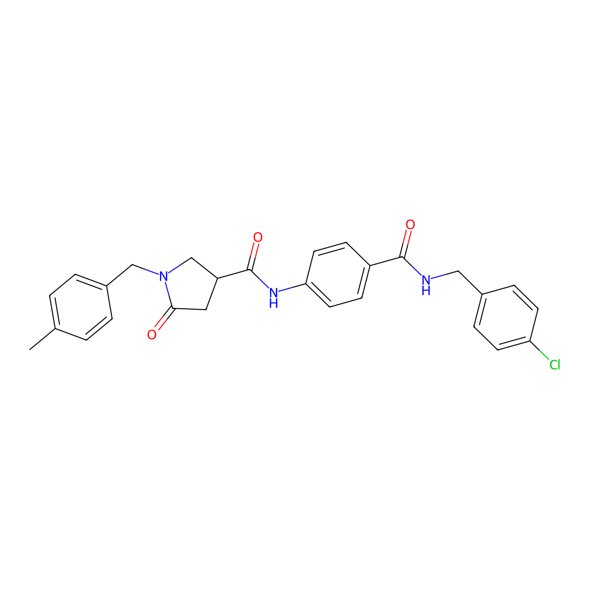 N-(4-{[(4-chlorophenyl)methyl]carbamoyl}phenyl)-1-[(4-methylphenyl)methyl]-5-oxopyrrolidine-3-carboxamide molecular structure, CAS 2380182-36-3