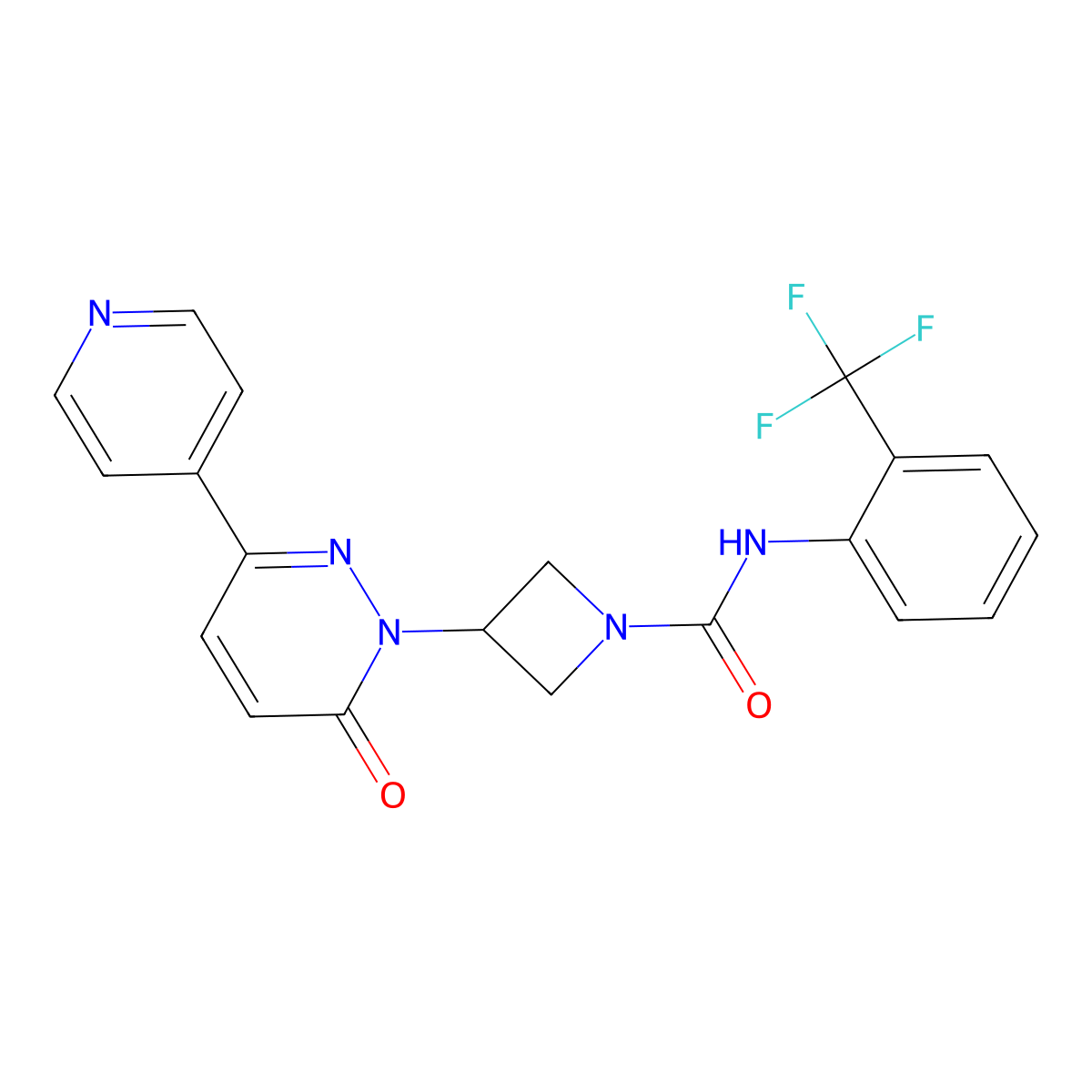 3-[6-oxo-3-(pyridin-4-yl)-1,6-dihydropyridazin-1-yl]-N-[2-(trifluoromethyl)phenyl]azetidine-1-carboxamide molecular structure, CAS 2380182-37-4
