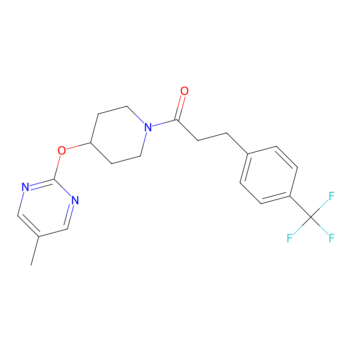 1-{4-[(5-Methylpyrimidin-2-yl)oxy]piperidin-1-yl}-3-[4-(trifluoromethyl)phenyl]propan-1-one molecular structure, CAS 2380182-39-6