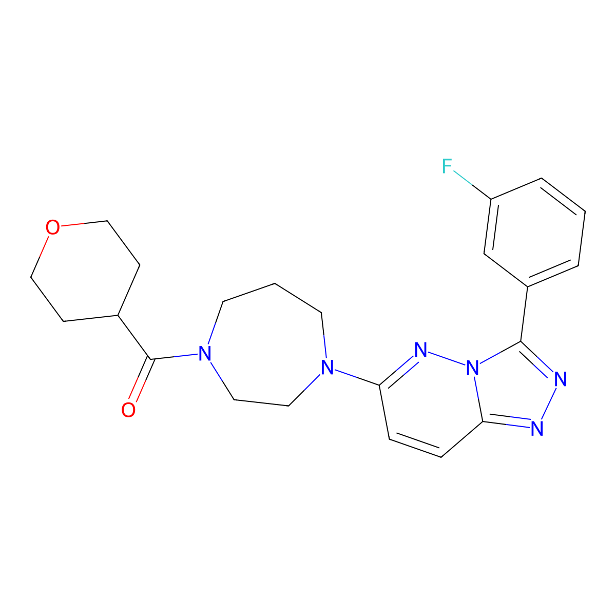 1-[3-(3-Fluorophenyl)-[1,2,4]triazolo[4,3-b]pyridazin-6-yl]-4-(oxane-4-carbonyl)-1,4-diazepane molecular structure, CAS 2380182-41-0