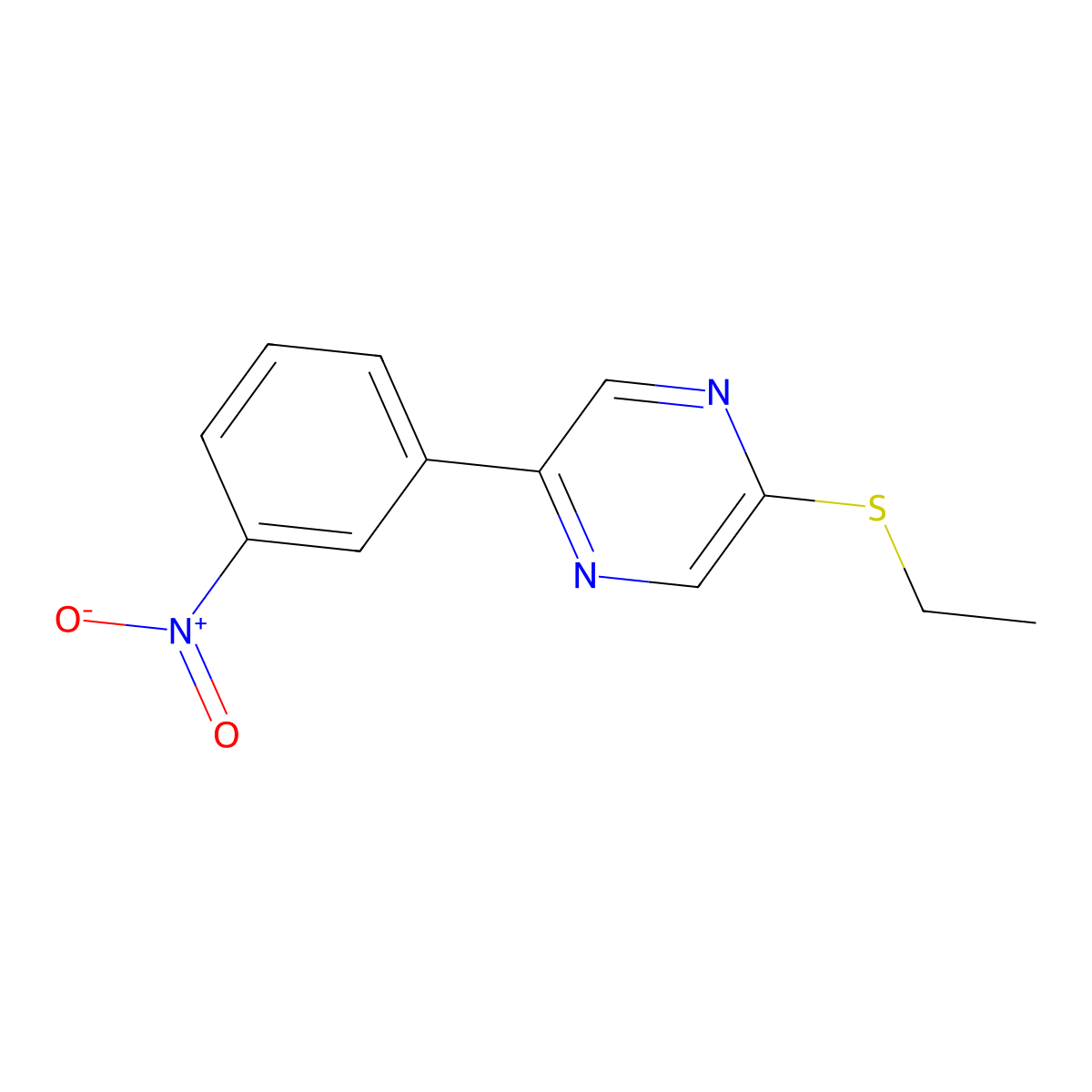 2-(Ethylsulfanyl)-5-(3-nitrophenyl)pyrazine molecular structure, CAS 2380182-45-4