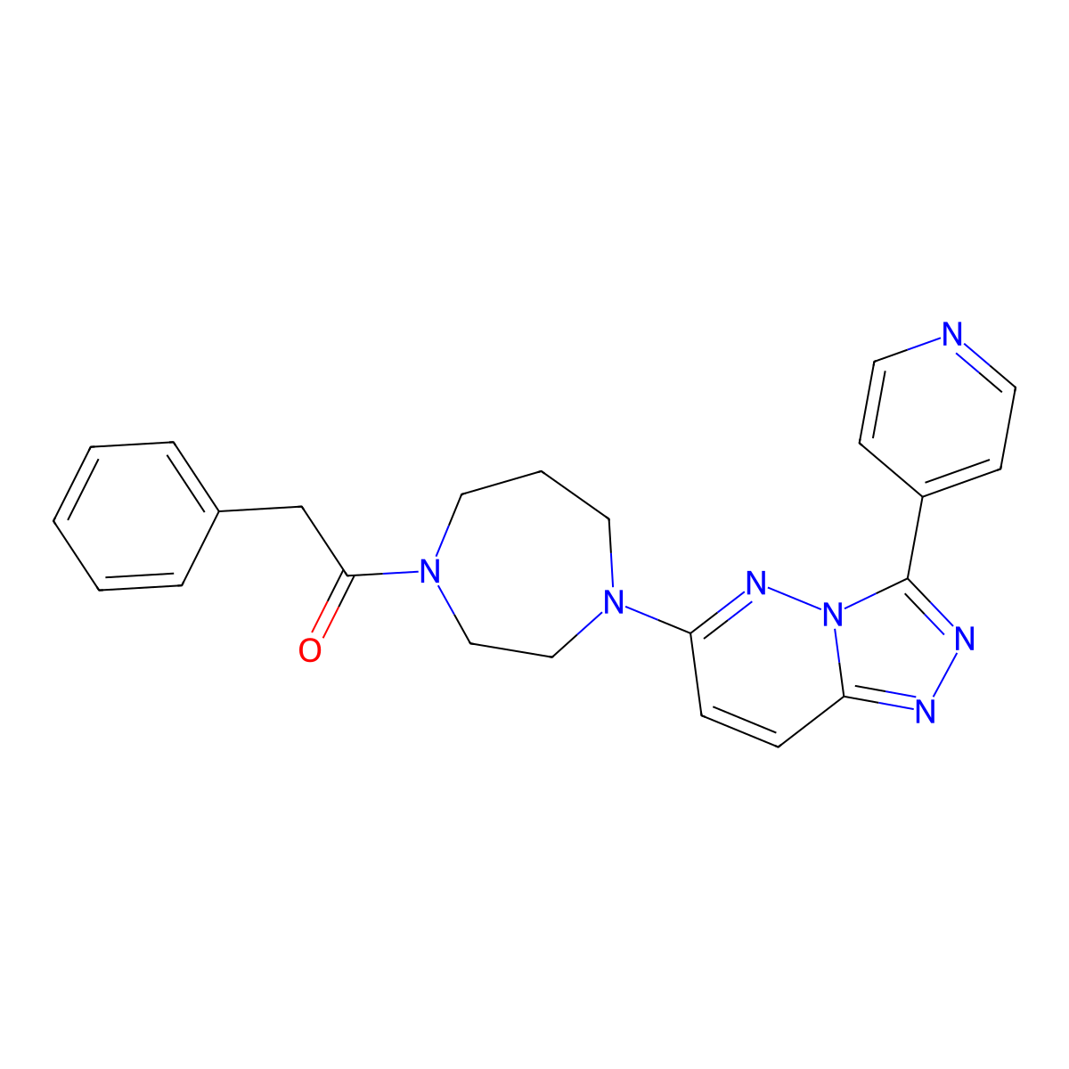 2-Phenyl-1-{4-[3-(pyridin-4-yl)-[1,2,4]triazolo[4,3-b]pyridazin-6-yl]-1,4-diazepan-1-yl}ethan-1-one molecular structure, CAS 2380182-49-8