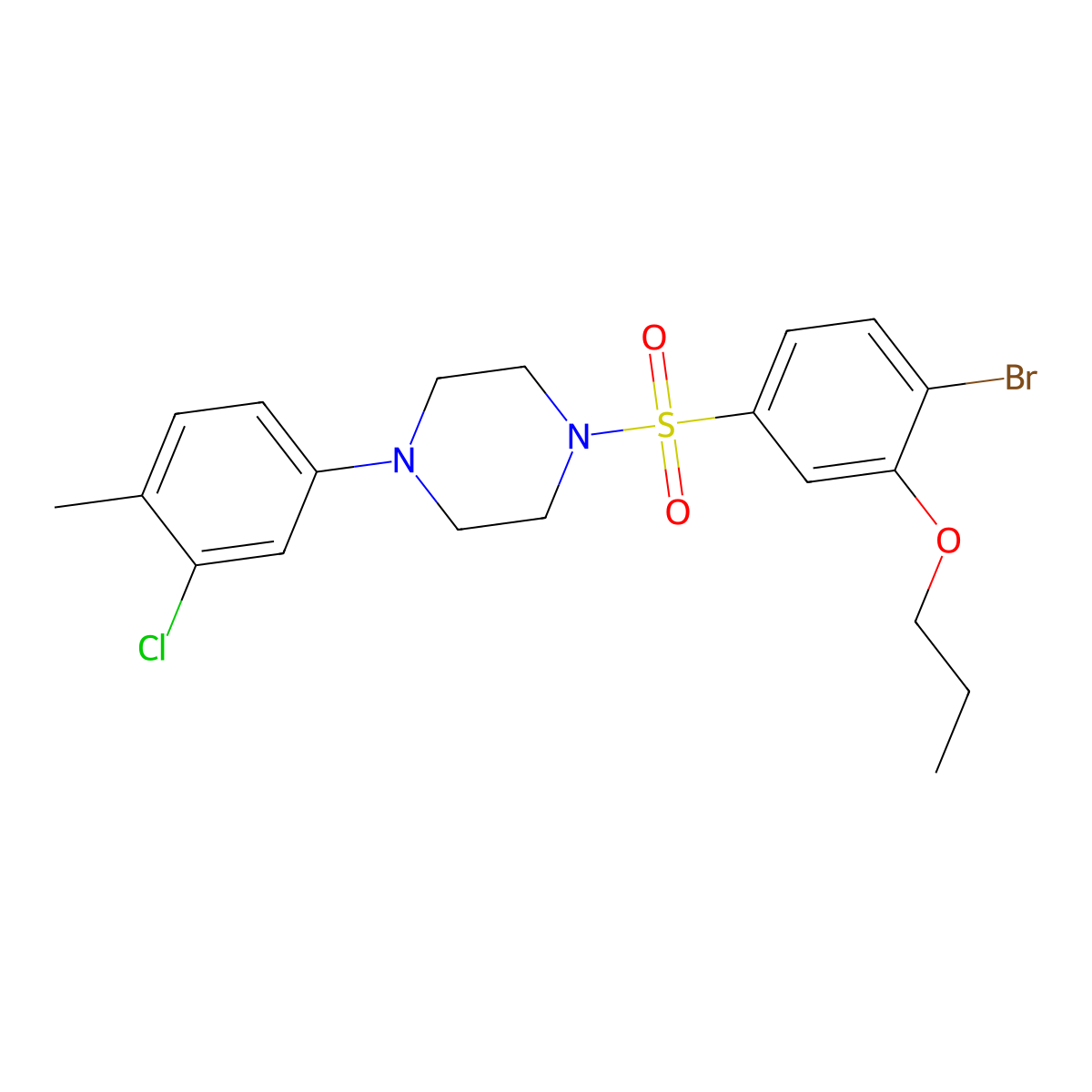 1-(4-Bromo-3-propoxybenzenesulfonyl)-4-(3-chloro-4-methylphenyl)piperazine molecular structure, CAS 2380182-59-0