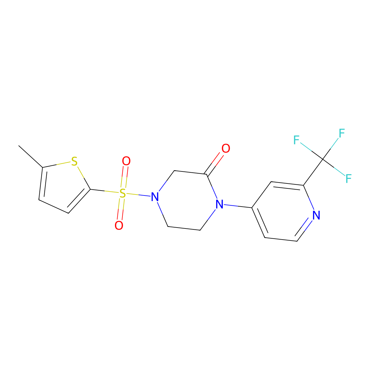 4-[(5-Methylthiophen-2-yl)sulfonyl]-1-[2-(trifluoromethyl)pyridin-4-yl]piperazin-2-one molecular structure, CAS 2380182-63-6