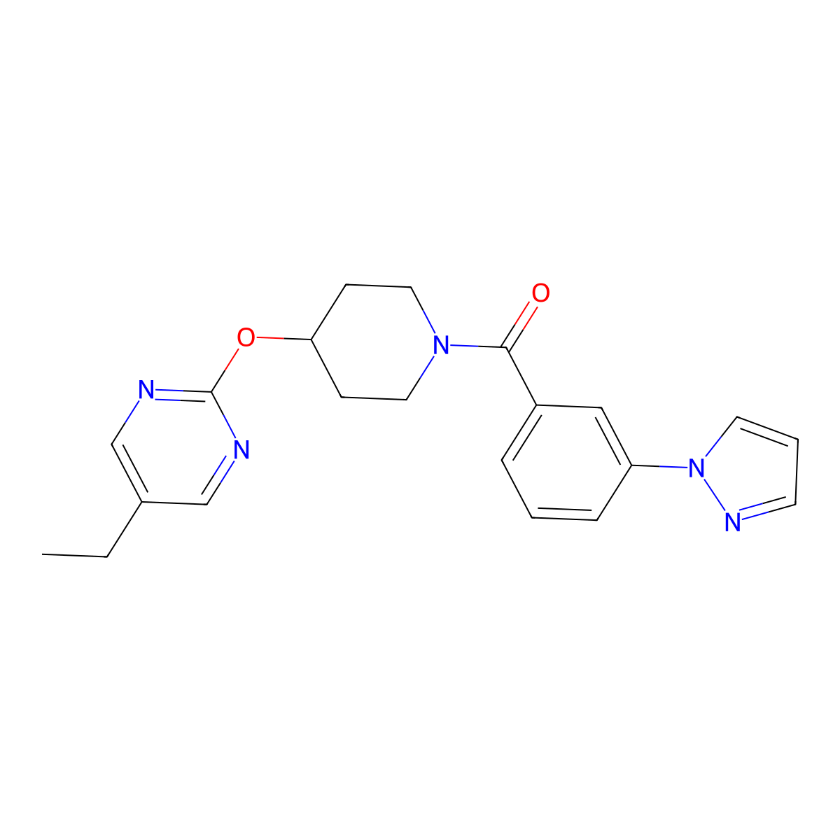 5-ethyl-2-({1-[3-(1H-pyrazol-1-yl)benzoyl]piperidin-4-yl}oxy)pyrimidine molecular structure, CAS 2380182-65-8