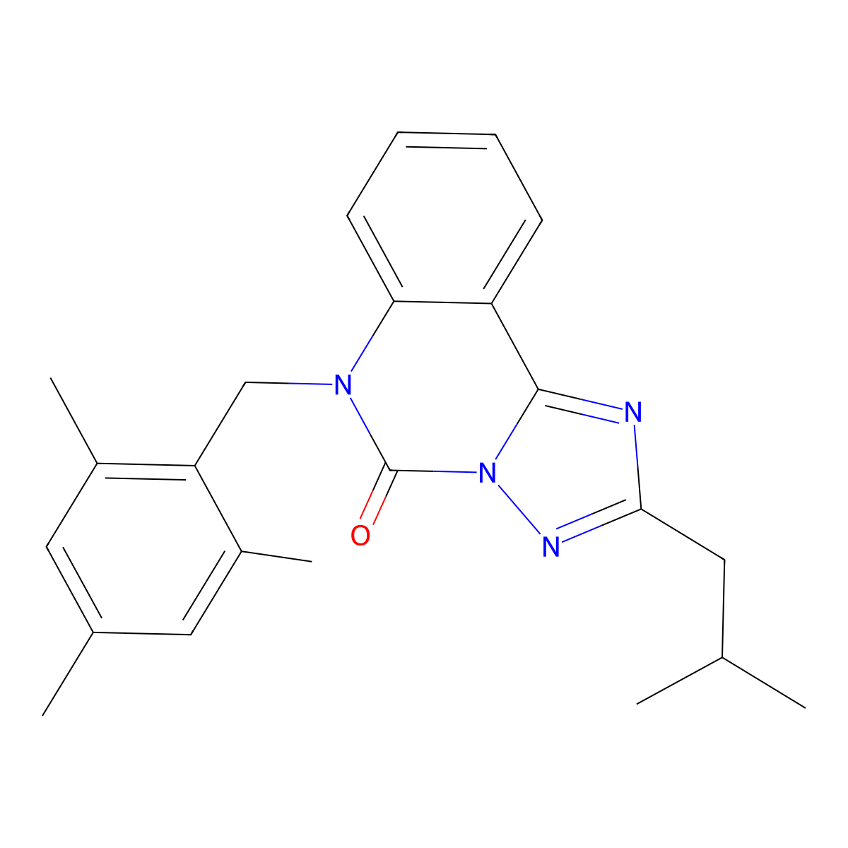 2-(2-methylpropyl)-6-[(2,4,6-trimethylphenyl)methyl]-5H,6H-[1,2,4]triazolo[1,5-c]quinazolin-5-one molecular structure, CAS 2380182-79-4