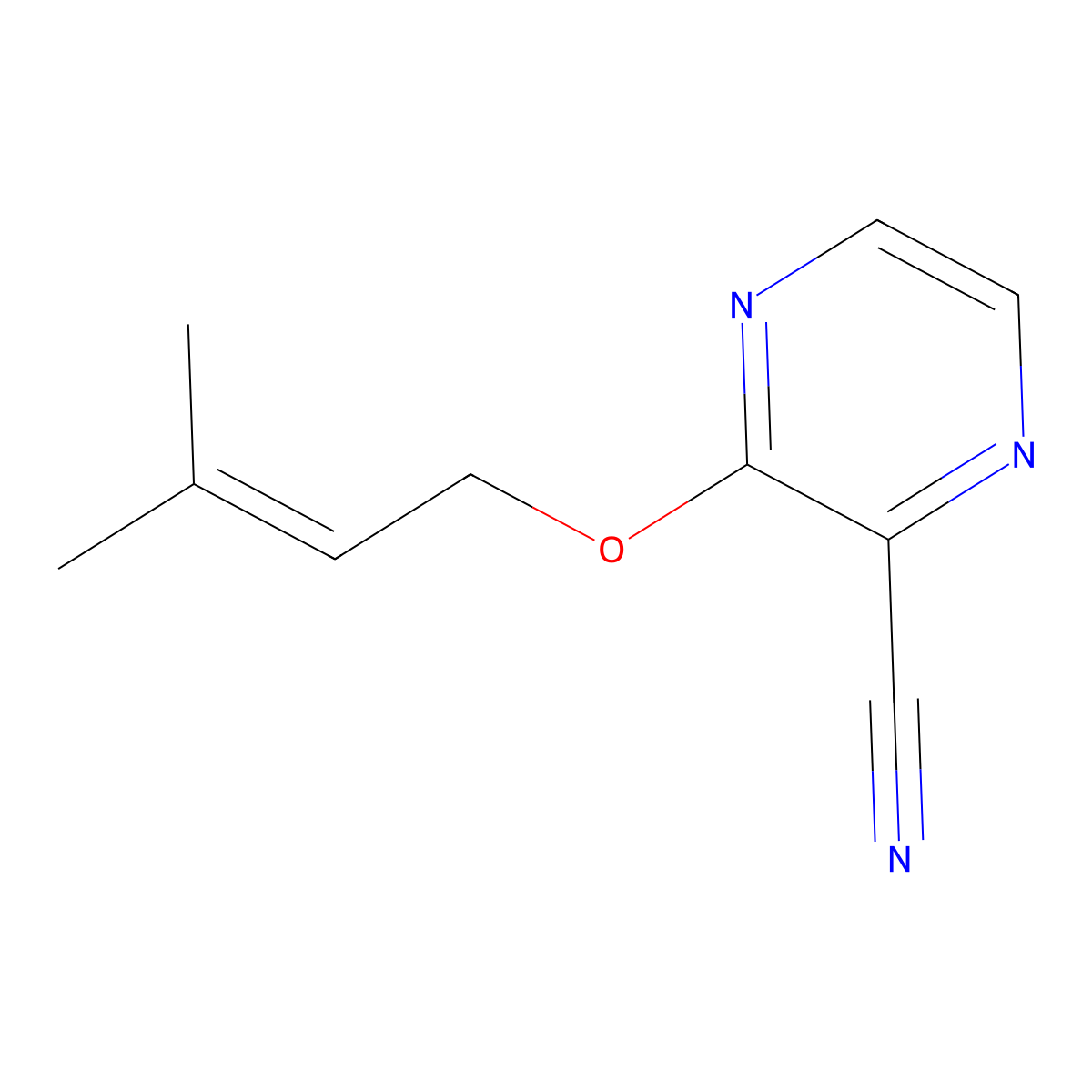 3-[(3-Methylbut-2-en-1-yl)oxy]pyrazine-2-carbonitrile molecular structure, CAS 2380182-80-7
