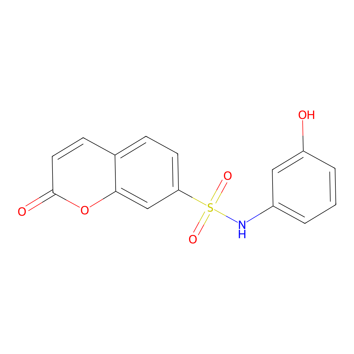 N-(3-hydroxyphenyl)-2-oxo-2H-chromene-7-sulfonamide molecular structure, CAS 2380182-84-1