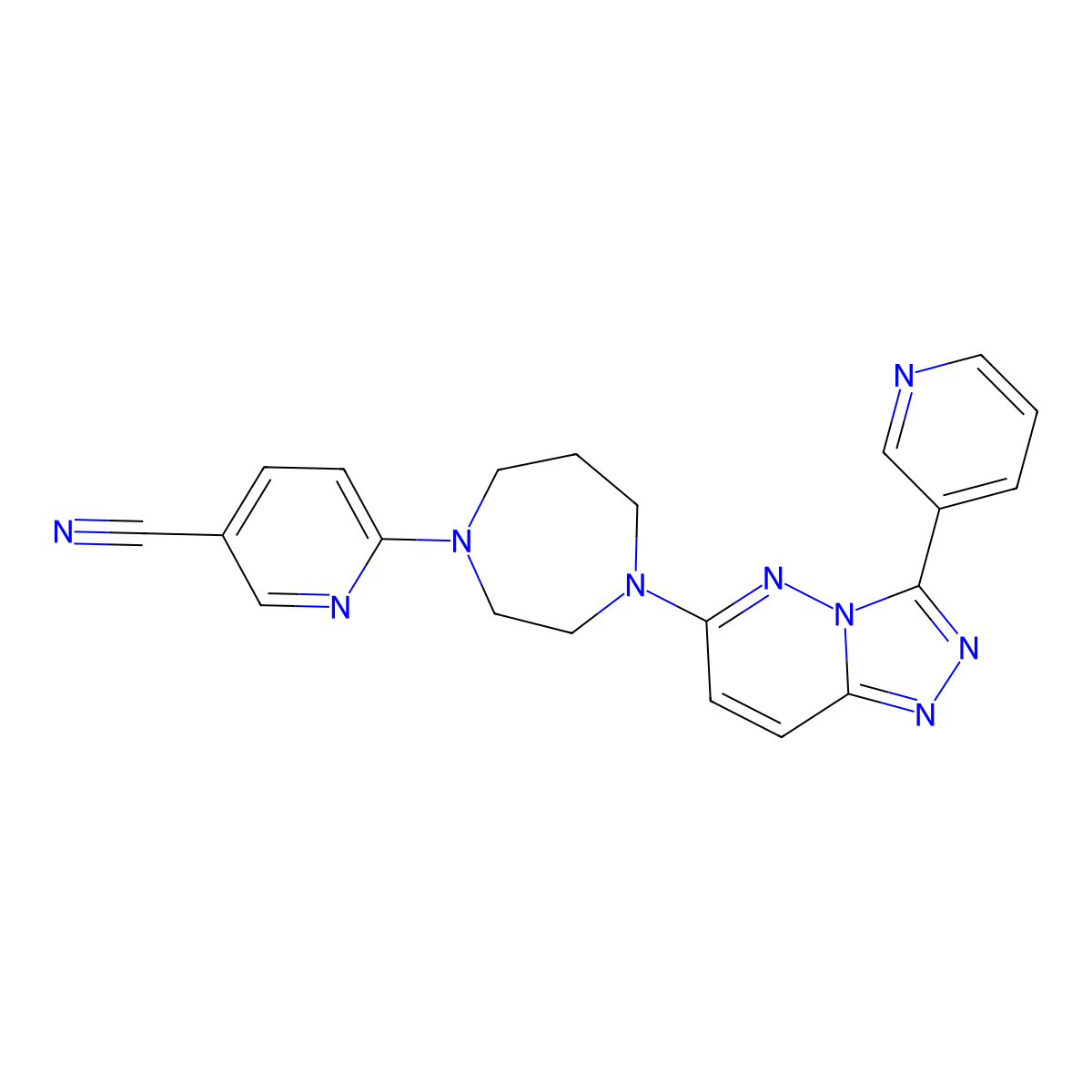 6-{4-[3-(Pyridin-3-yl)-[1,2,4]triazolo[4,3-b]pyridazin-6-yl]-1,4-diazepan-1-yl}pyridine-3-carbonitrile molecular structure, CAS 2380182-87-4