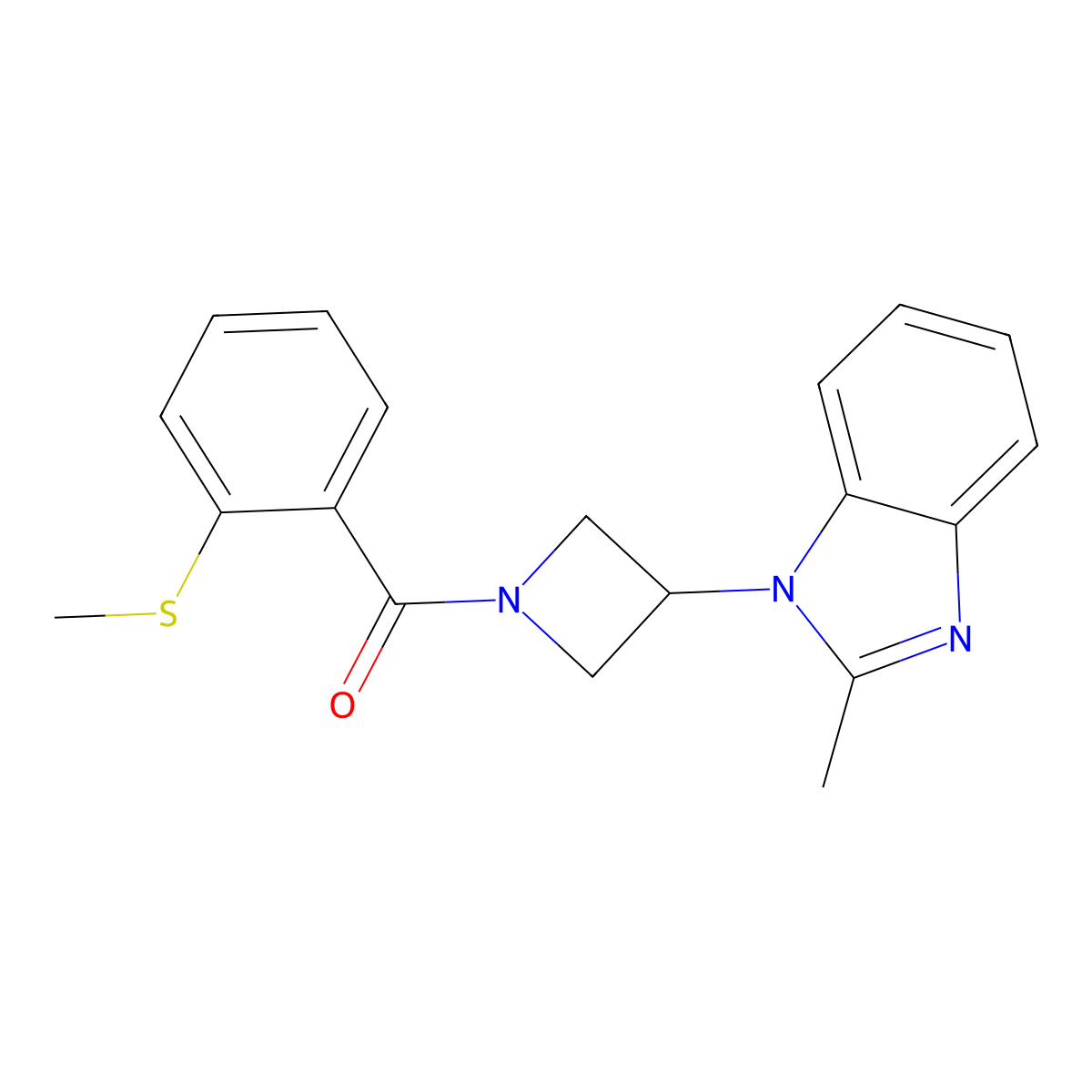 2-methyl-1-{1-[2-(methylsulfanyl)benzoyl]azetidin-3-yl}-1H-1,3-benzodiazole molecular structure, CAS 2380182-98-7