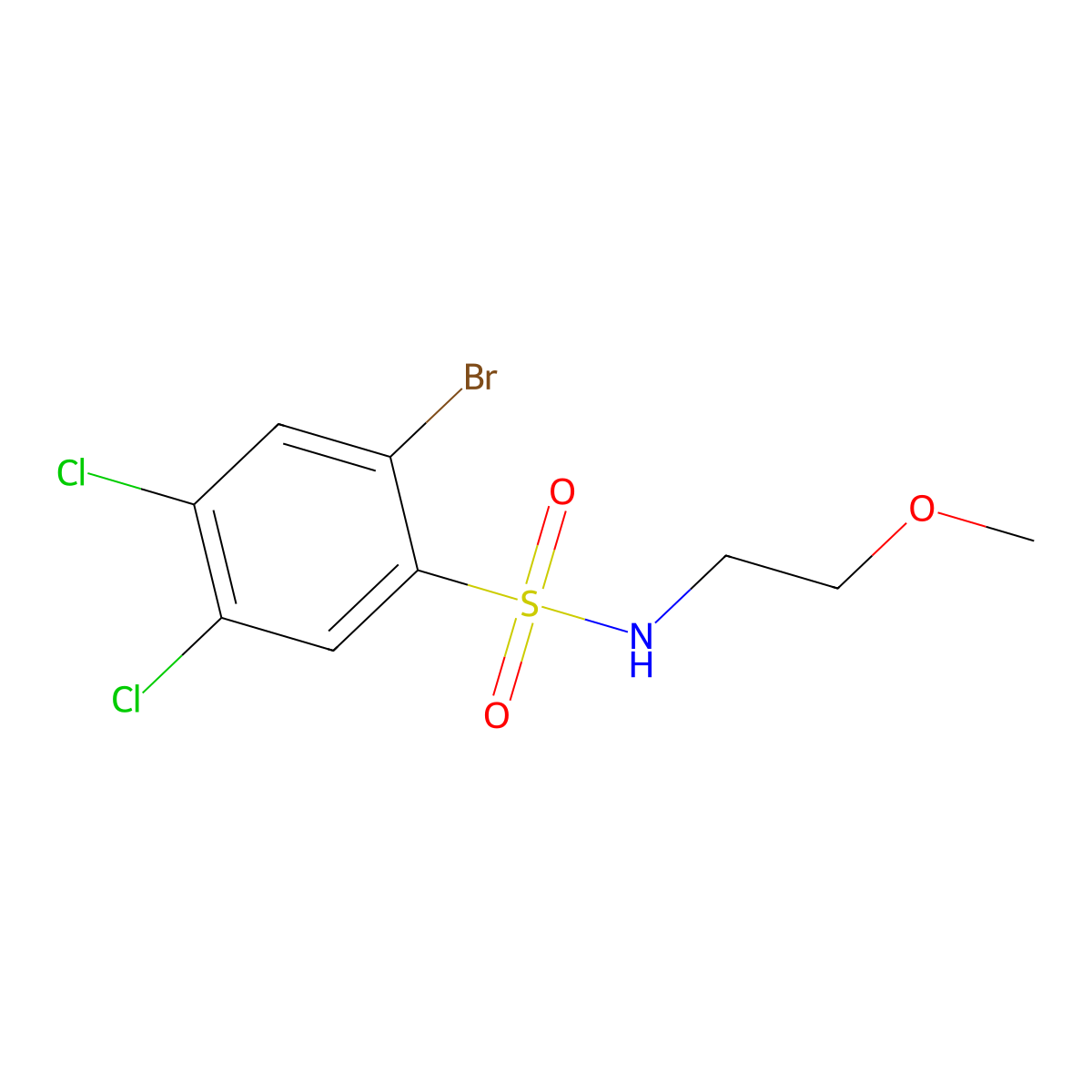 2-bromo-4,5-dichloro-N-(2-methoxyethyl)benzenesulfonamide molecular structure, CAS 2380183-00-4