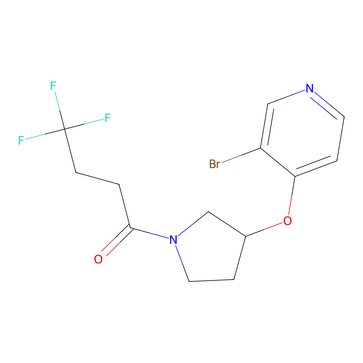 1-{3-[(3-Bromopyridin-4-yl)oxy]pyrrolidin-1-yl}-4,4,4-trifluorobutan-1-one molecular structure, CAS 2380183-02-6