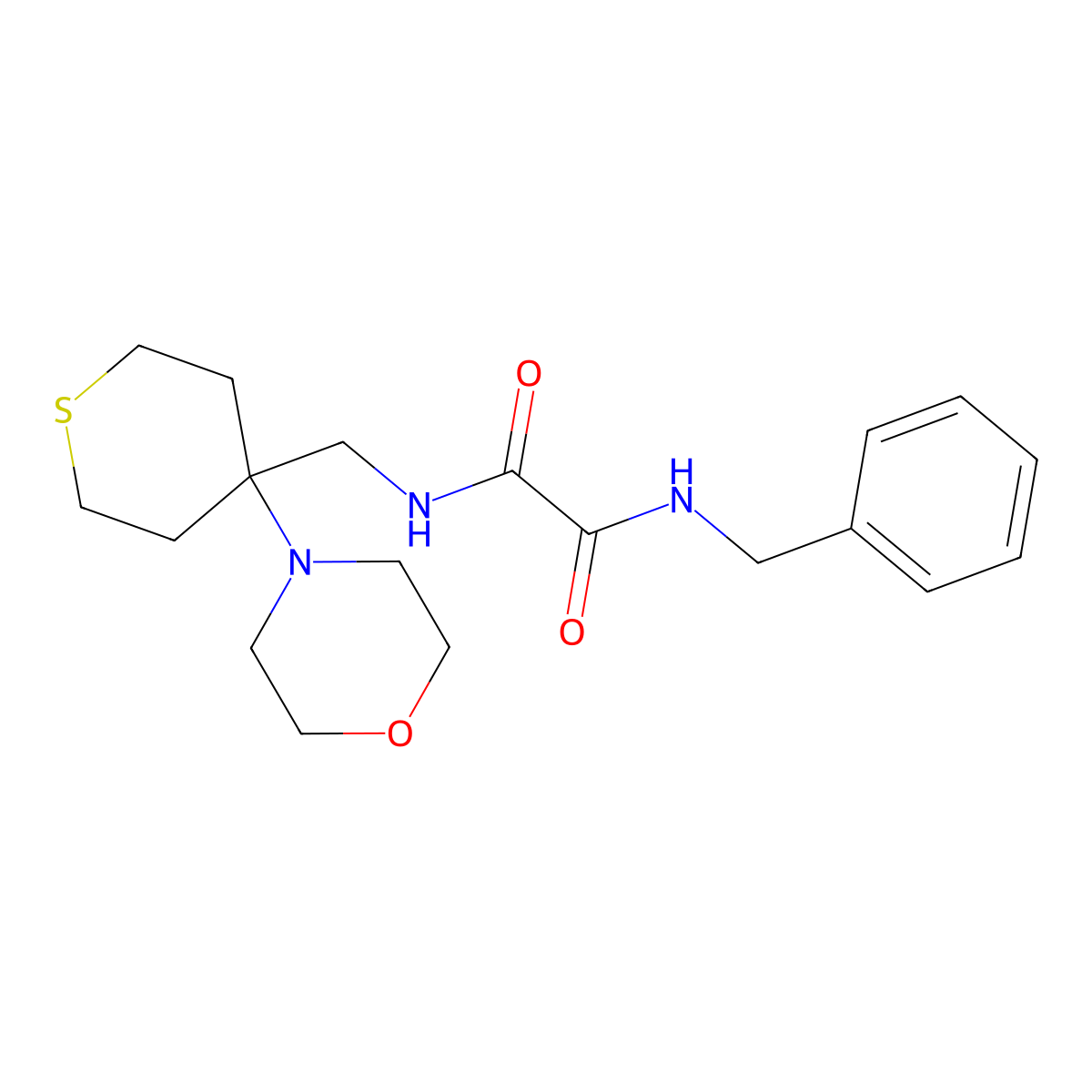 N'-benzyl-N-{[4-(morpholin-4-yl)thian-4-yl]methyl}ethanediamide molecular structure, CAS 2380183-07-1