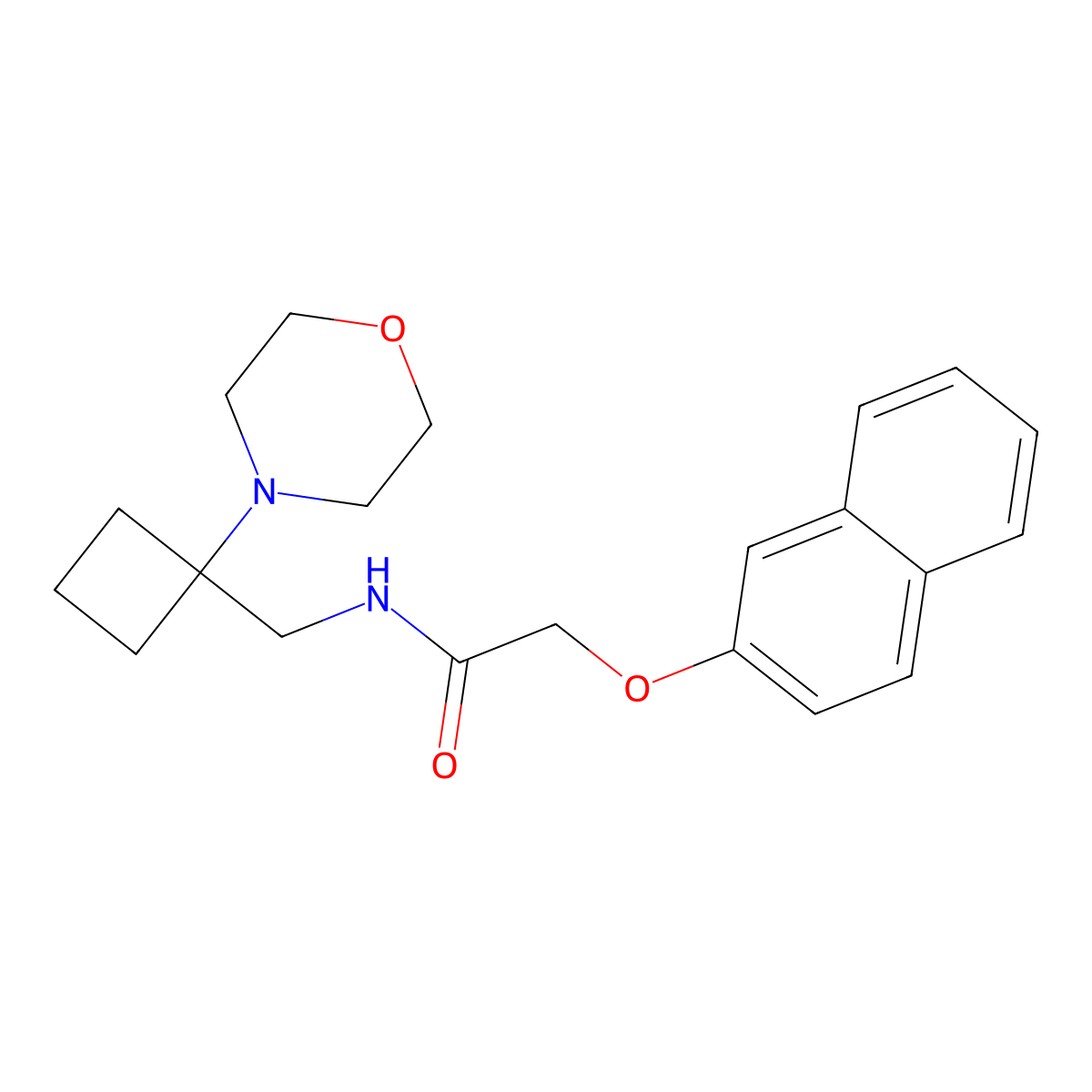 N-{[1-(morpholin-4-yl)cyclobutyl]methyl}-2-(naphthalen-2-yloxy)acetamide molecular structure, CAS 2380183-12-8
