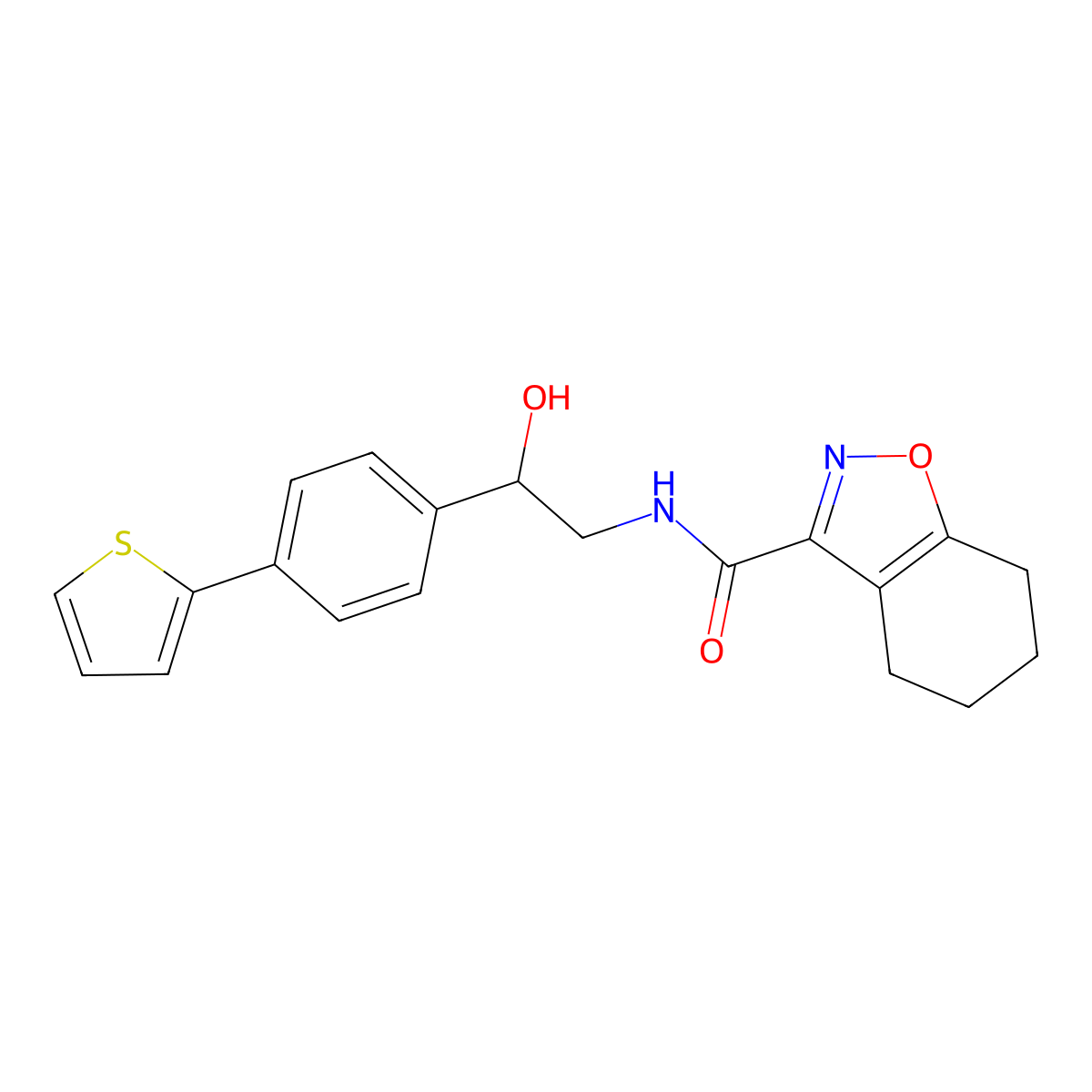 N-{2-hydroxy-2-[4-(thiophen-2-yl)phenyl]ethyl}-4,5,6,7-tetrahydro-1,2-benzoxazole-3-carboxamide molecular structure, CAS 2380183-15-1