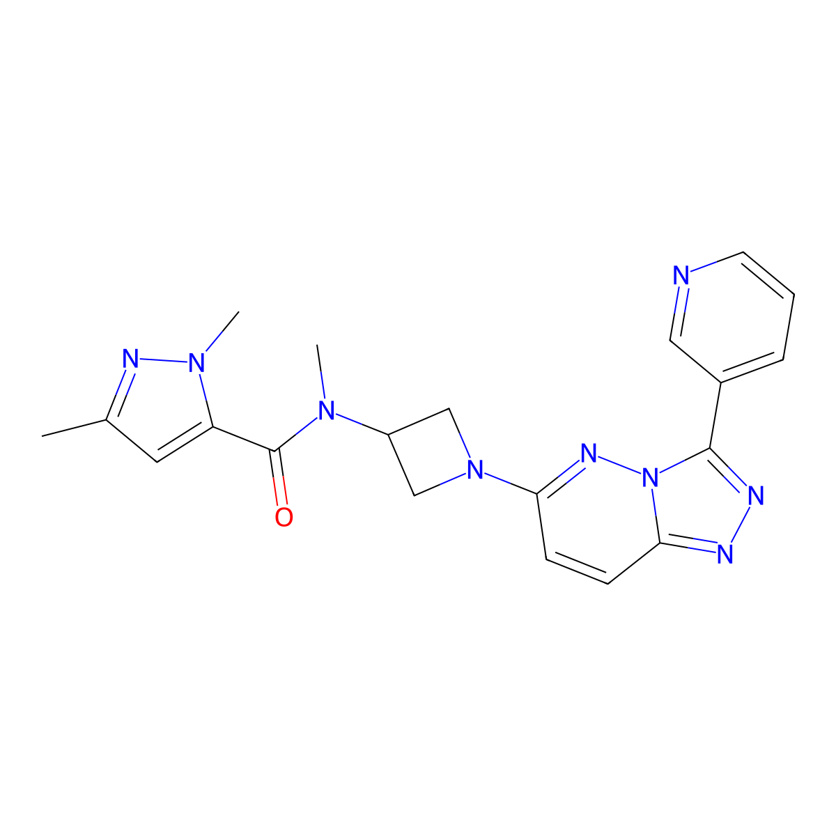 N,1,3-trimethyl-N-{1-[3-(pyridin-3-yl)-[1,2,4]triazolo[4,3-b]pyridazin-6-yl]azetidin-3-yl}-1H-pyrazole-5-carboxamide molecular structure, CAS 2380183-22-0