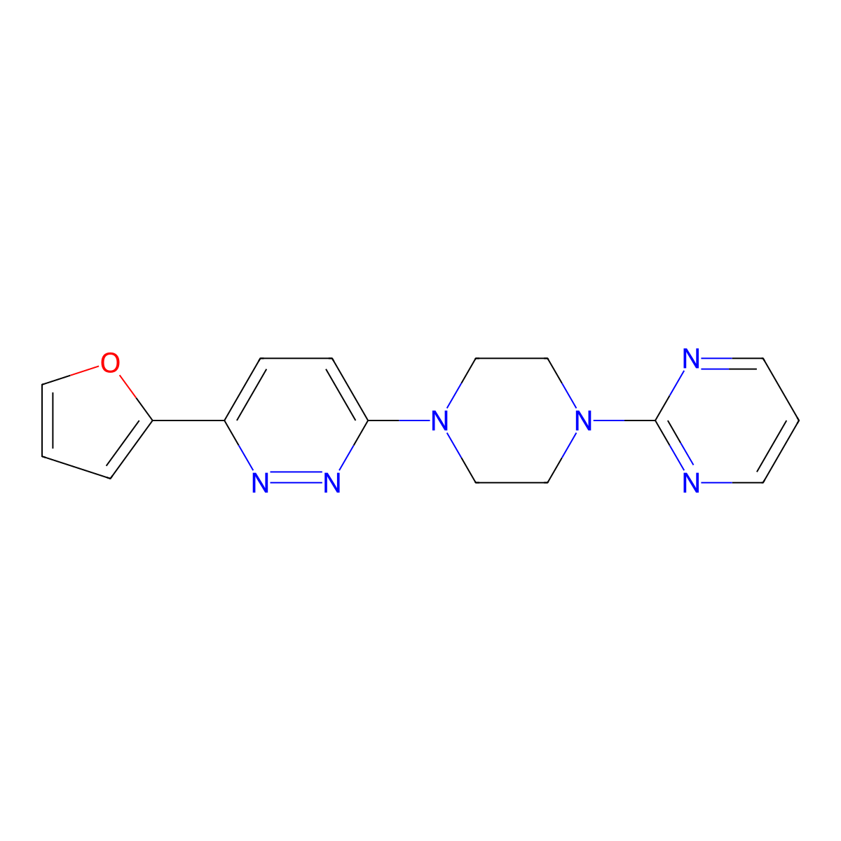 3-(Furan-2-yl)-6-[4-(pyrimidin-2-yl)piperazin-1-yl]pyridazine molecular structure, CAS 2380183-26-4