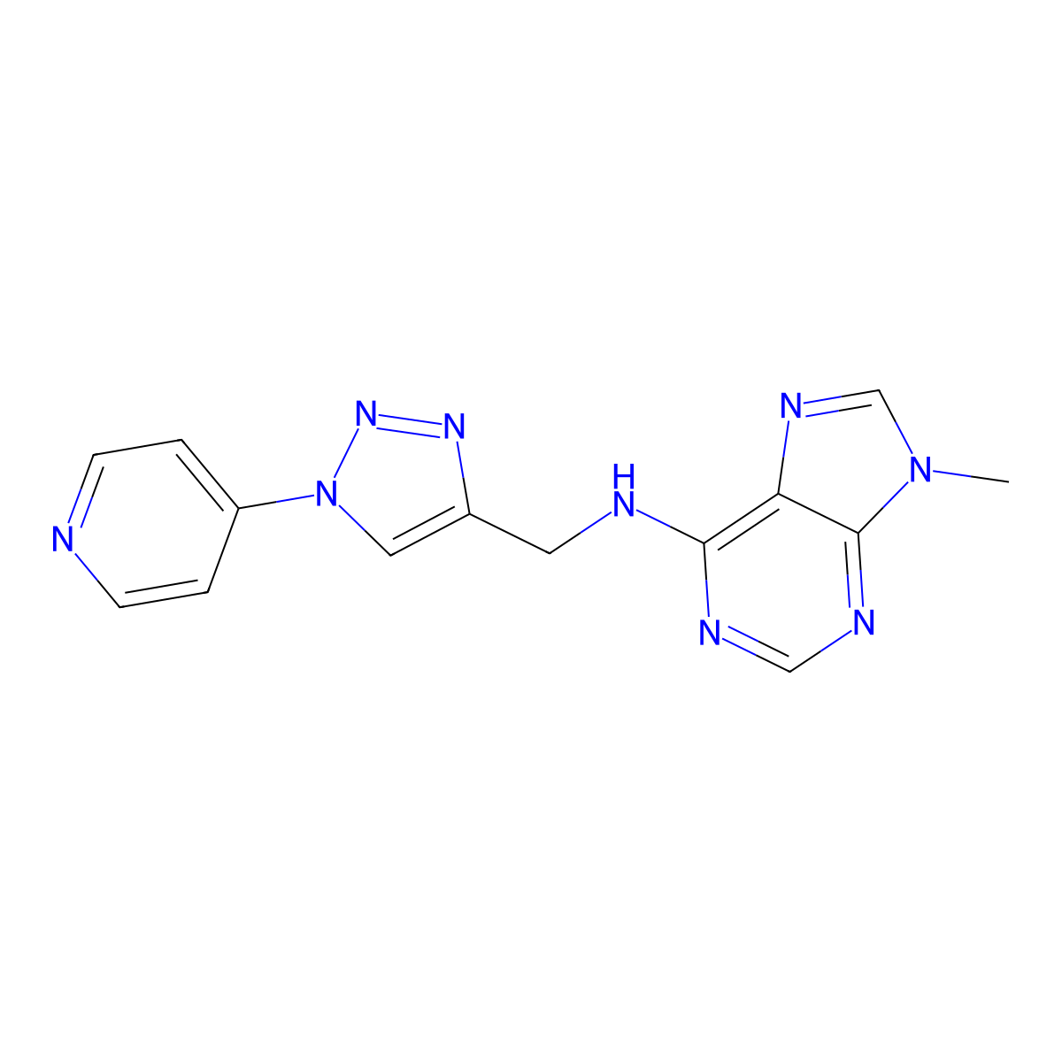 9-methyl-N-{[1-(pyridin-4-yl)-1H-1,2,3-triazol-4-yl]methyl}-9H-purin-6-amine molecular structure, CAS 2380183-31-1