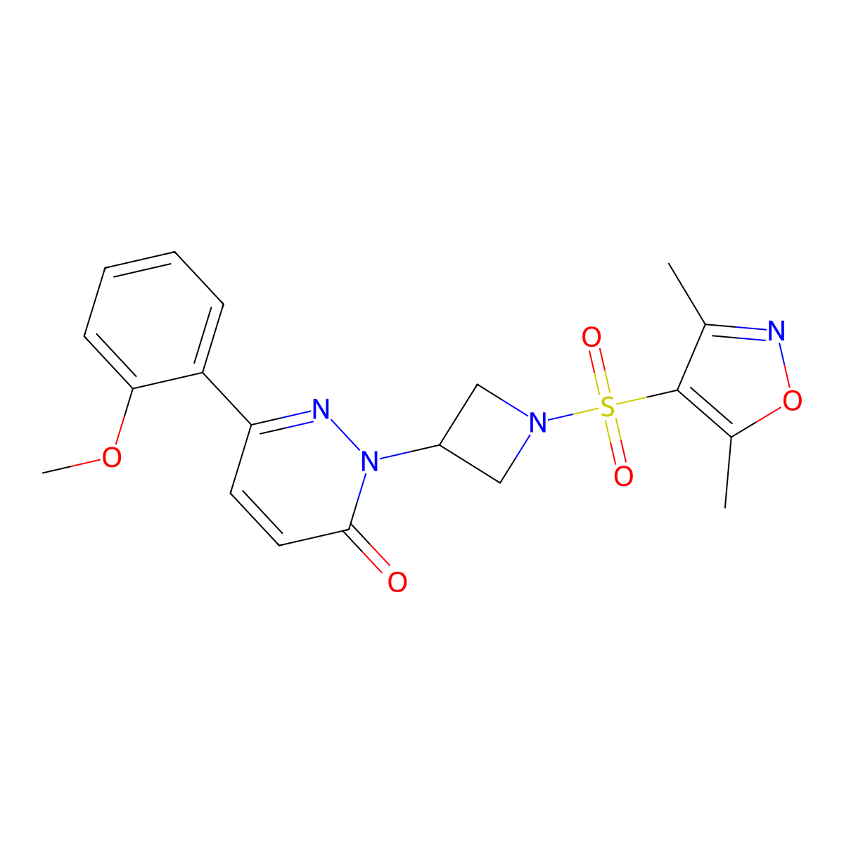 2-{1-[(3,5-Dimethyl-1,2-oxazol-4-yl)sulfonyl]azetidin-3-yl}-6-(2-methoxyphenyl)-2,3-dihydropyridazin-3-one molecular structure, CAS 2380183-38-8