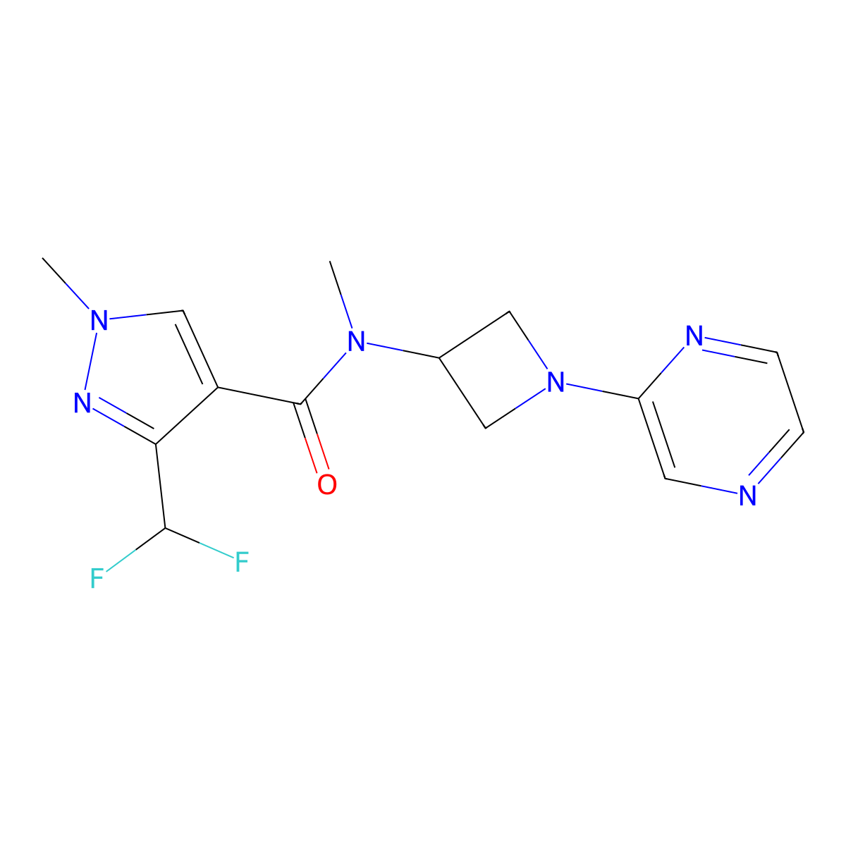 3-(difluoromethyl)-N,1-dimethyl-N-[1-(pyrazin-2-yl)azetidin-3-yl]-1H-pyrazole-4-carboxamide molecular structure, CAS 2380183-39-9