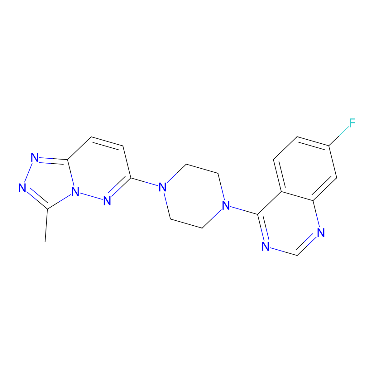 7-Fluoro-4-(4-{3-methyl-[1,2,4]triazolo[4,3-b]pyridazin-6-yl}piperazin-1-yl)quinazoline molecular structure, CAS 2380183-40-2
