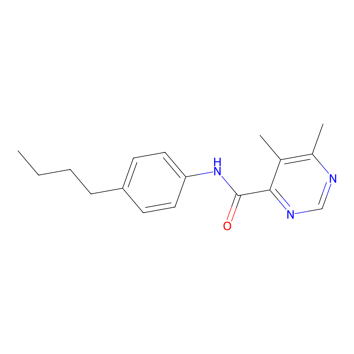 N-(4-Butylphenyl)-5,6-dimethylpyrimidine-4-carboxamide molecular structure, CAS 2380183-42-4