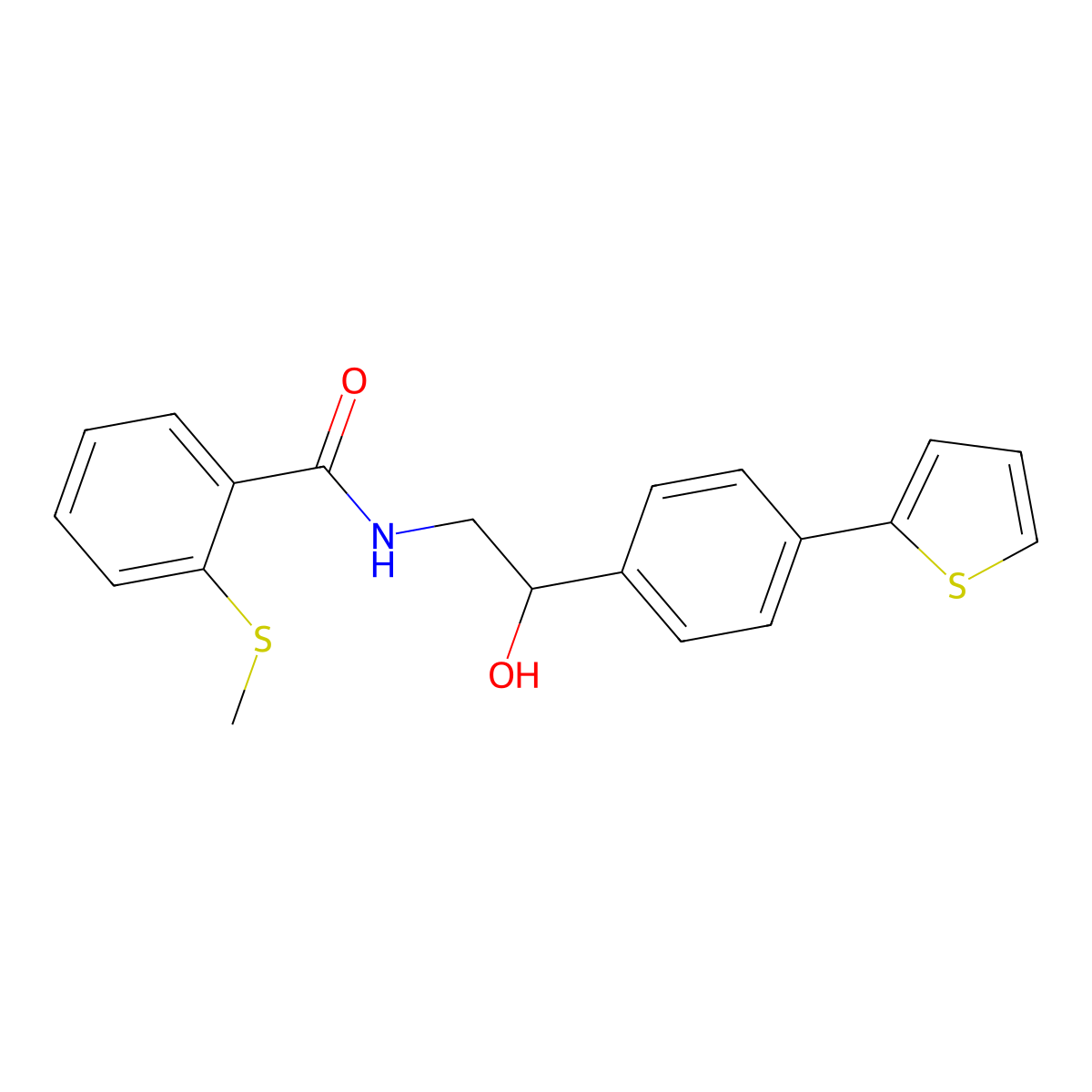 N-{2-hydroxy-2-[4-(thiophen-2-yl)phenyl]ethyl}-2-(methylsulfanyl)benzamide molecular structure, CAS 2380183-46-8