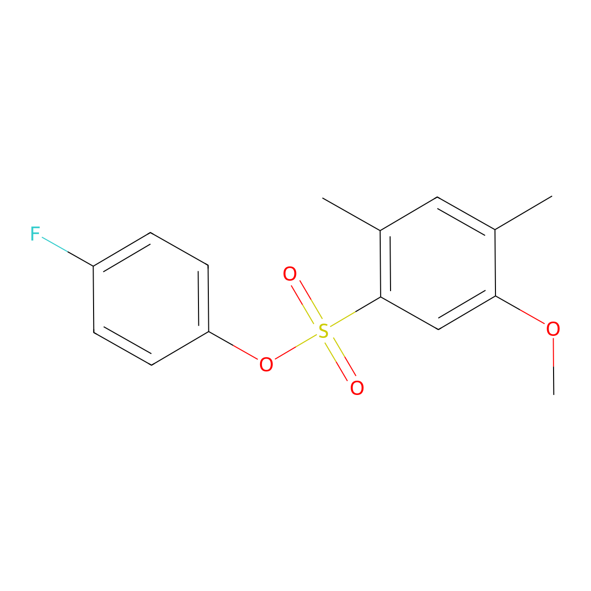 4-Fluorophenyl 5-methoxy-2,4-dimethylbenzene-1-sulfonate molecular structure, CAS 2380183-52-6