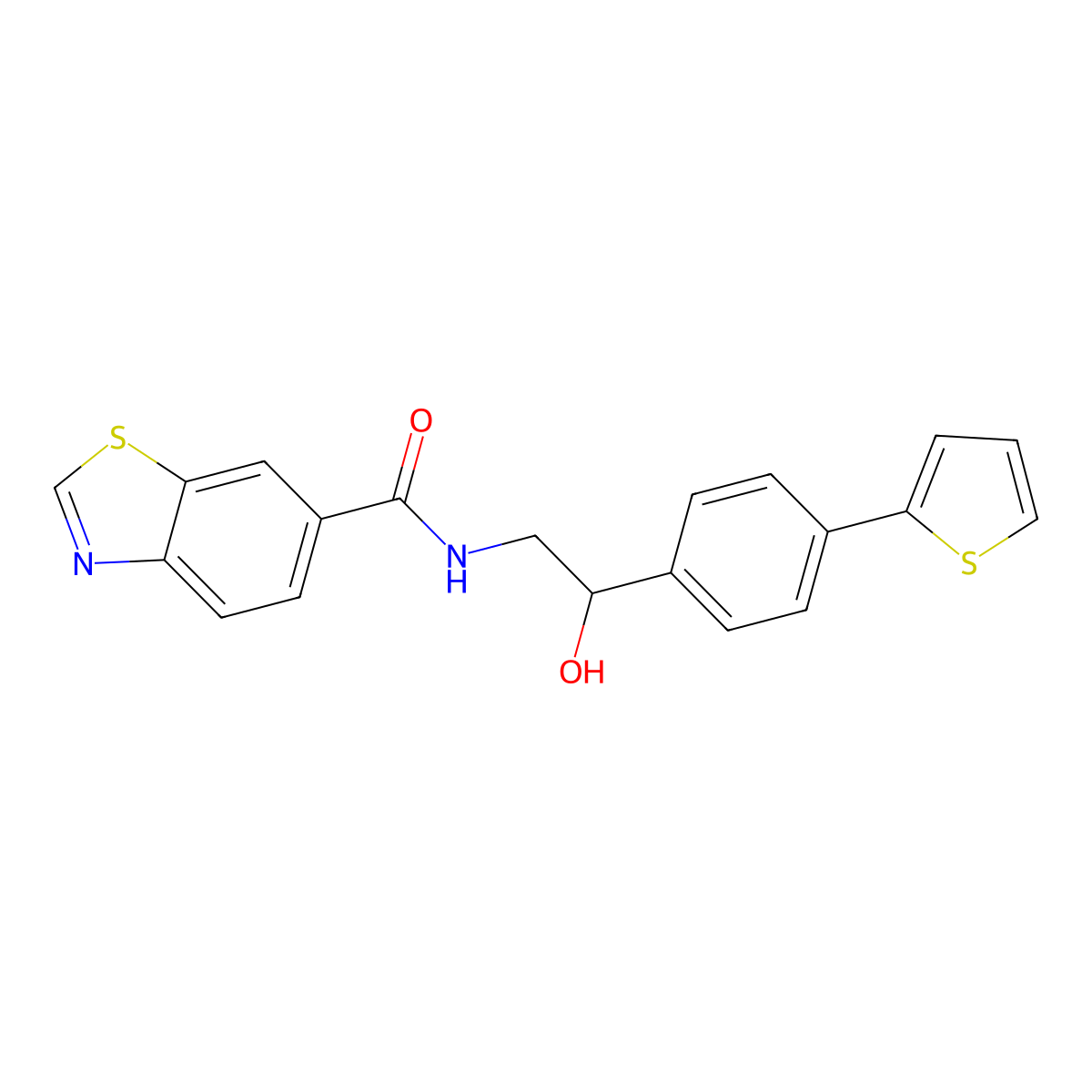 N-{2-hydroxy-2-[4-(thiophen-2-yl)phenyl]ethyl}-1,3-benzothiazole-6-carboxamide molecular structure, CAS 2380183-53-7