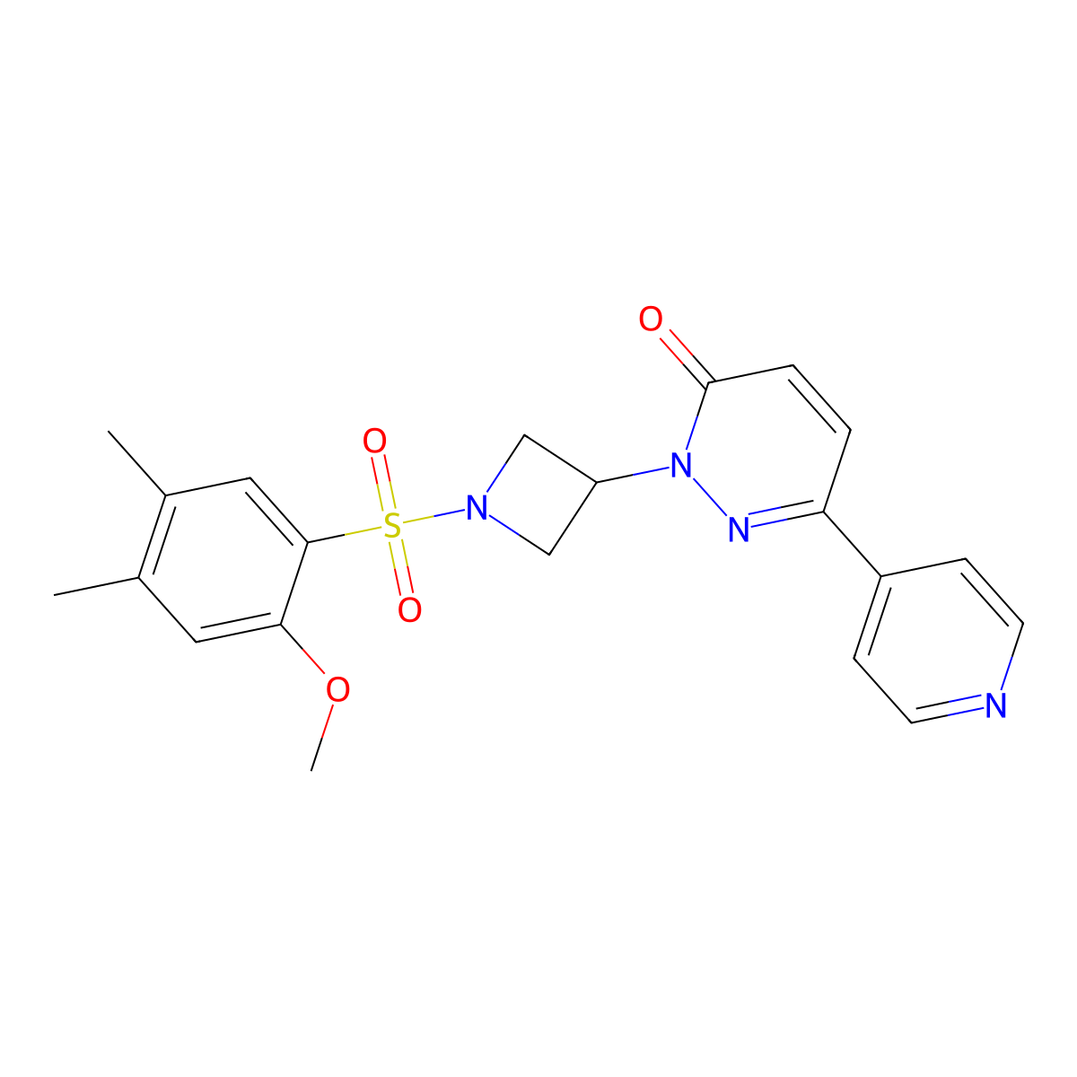 2-[1-(2-Methoxy-4,5-dimethylbenzenesulfonyl)azetidin-3-yl]-6-(pyridin-4-yl)-2,3-dihydropyridazin-3-one molecular structure, CAS 2380183-62-8