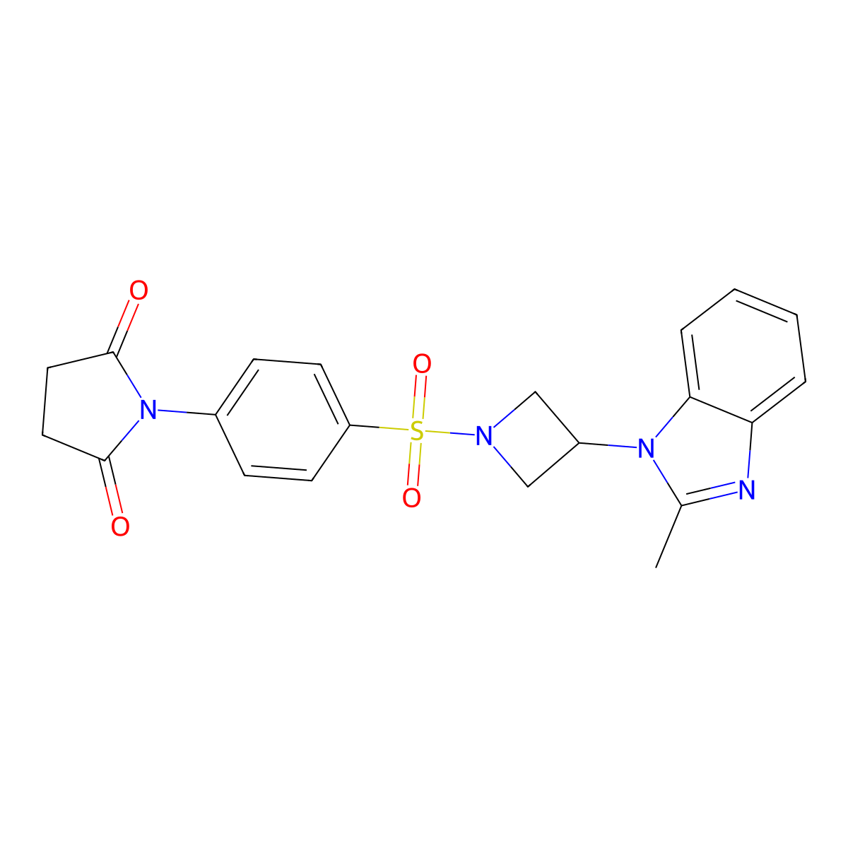 1-(4-{[3-(2-methyl-1H-1,3-benzodiazol-1-yl)azetidin-1-yl]sulfonyl}phenyl)pyrrolidine-2,5-dione molecular structure, CAS 2380183-70-8