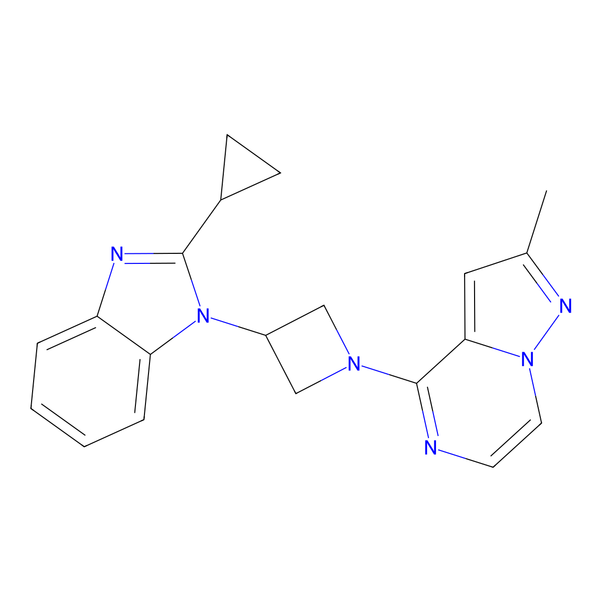 2-cyclopropyl-1-(1-{2-methylpyrazolo[1,5-a]pyrazin-4-yl}azetidin-3-yl)-1H-1,3-benzodiazole molecular structure, CAS 2380183-75-3