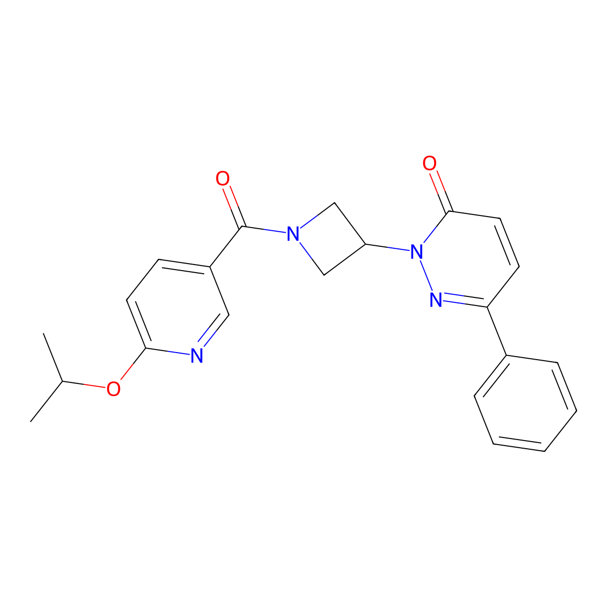 6-Phenyl-2-{1-[6-(propan-2-yloxy)pyridine-3-carbonyl]azetidin-3-yl}-2,3-dihydropyridazin-3-one molecular structure, CAS 2380183-80-0