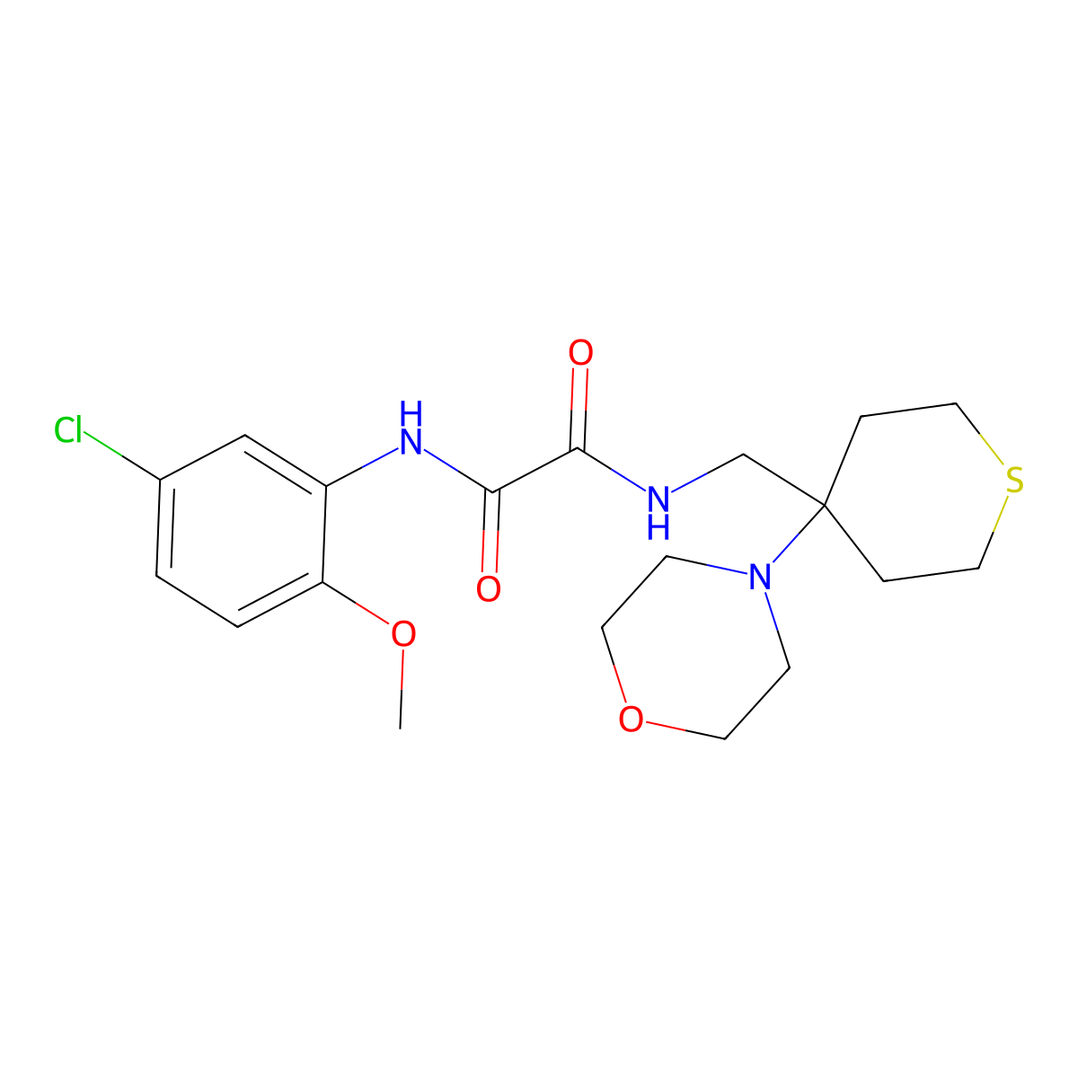 N-(5-chloro-2-methoxyphenyl)-N'-{[4-(morpholin-4-yl)thian-4-yl]methyl}ethanediamide molecular structure, CAS 2380183-85-5