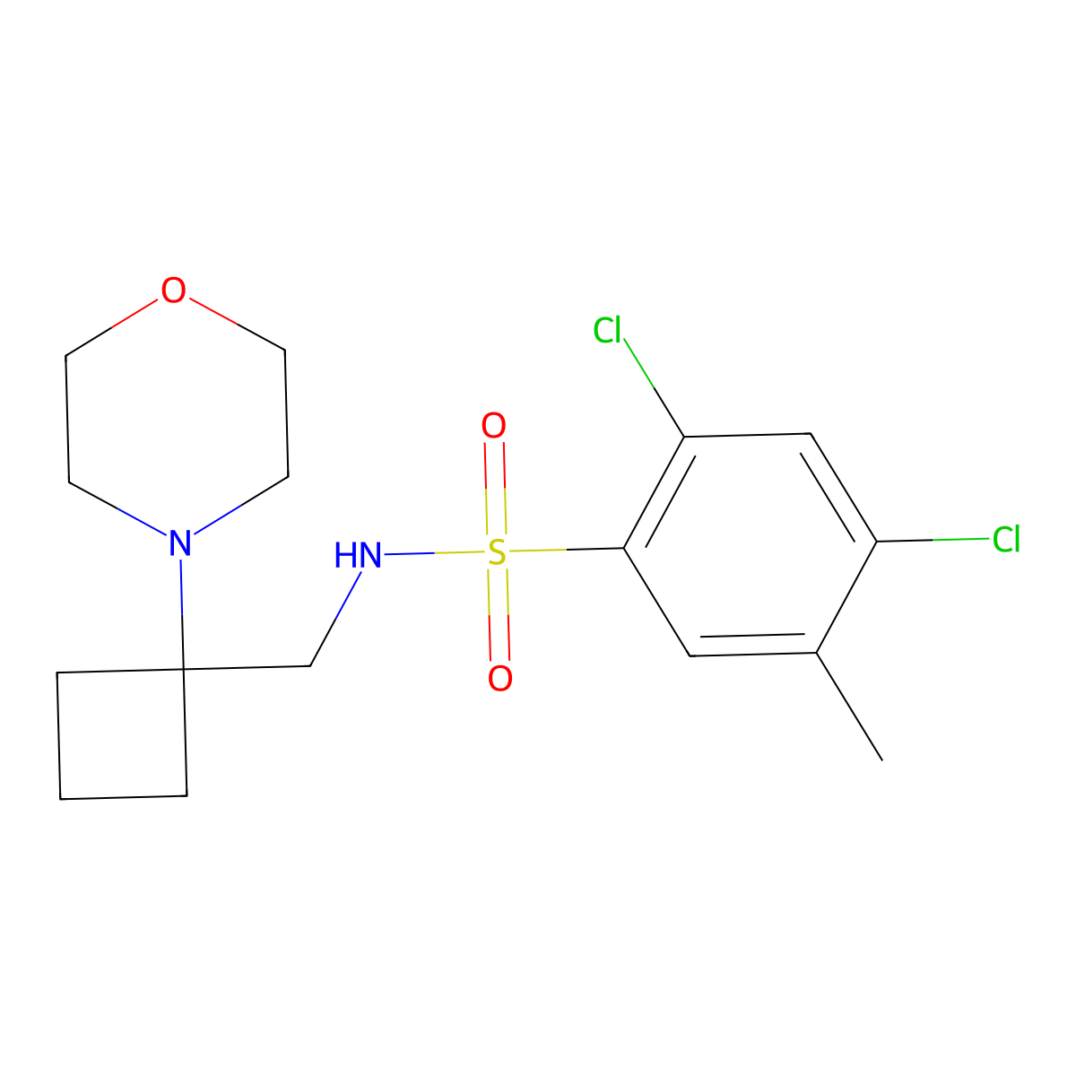 2,4-dichloro-5-methyl-N-{[1-(morpholin-4-yl)cyclobutyl]methyl}benzene-1-sulfonamide molecular structure, CAS 2380183-90-2