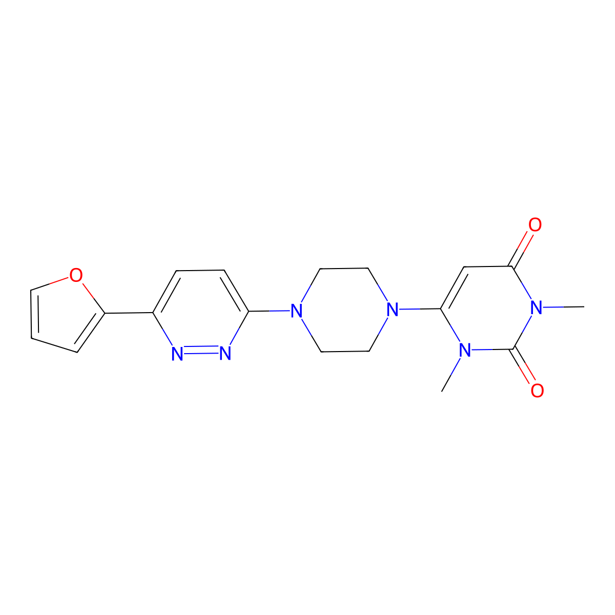 6-{4-[6-(Furan-2-yl)pyridazin-3-yl]piperazin-1-yl}-1,3-dimethyl-1,2,3,4-tetrahydropyrimidine-2,4-dione molecular structure, CAS 2380183-91-3