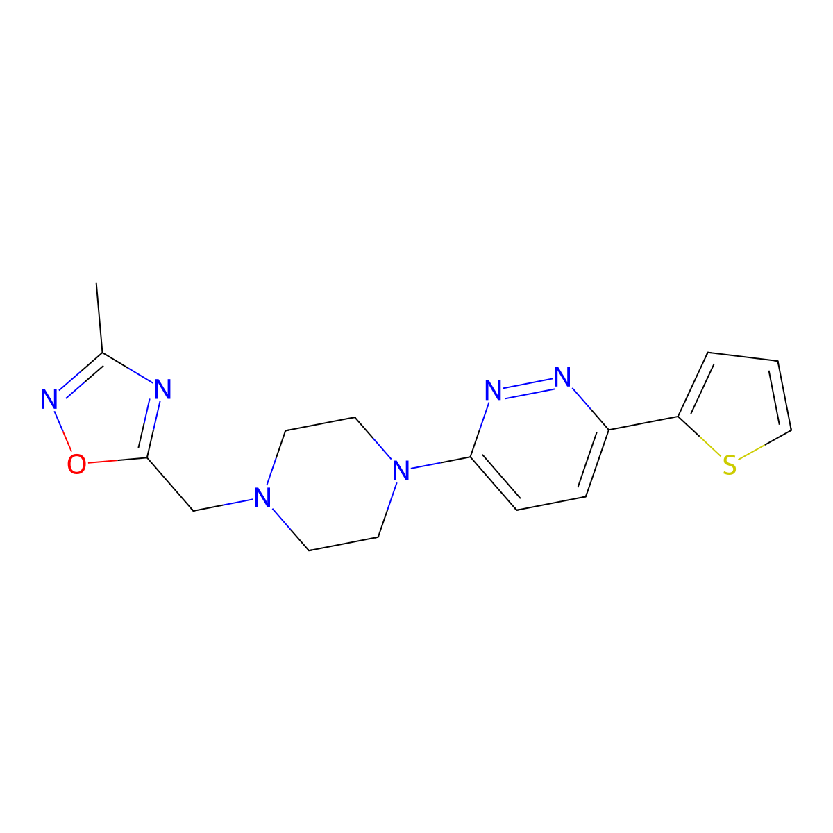 3-{4-[(3-Methyl-1,2,4-oxadiazol-5-yl)methyl]piperazin-1-yl}-6-(thiophen-2-yl)pyridazine molecular structure, CAS 2380183-93-5
